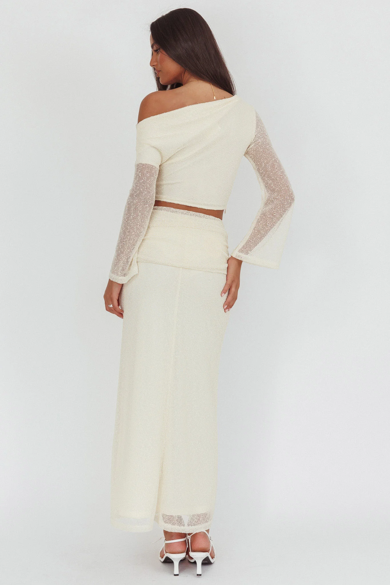Alivya Ruched Side Maxi Skirt Butter - Image 2