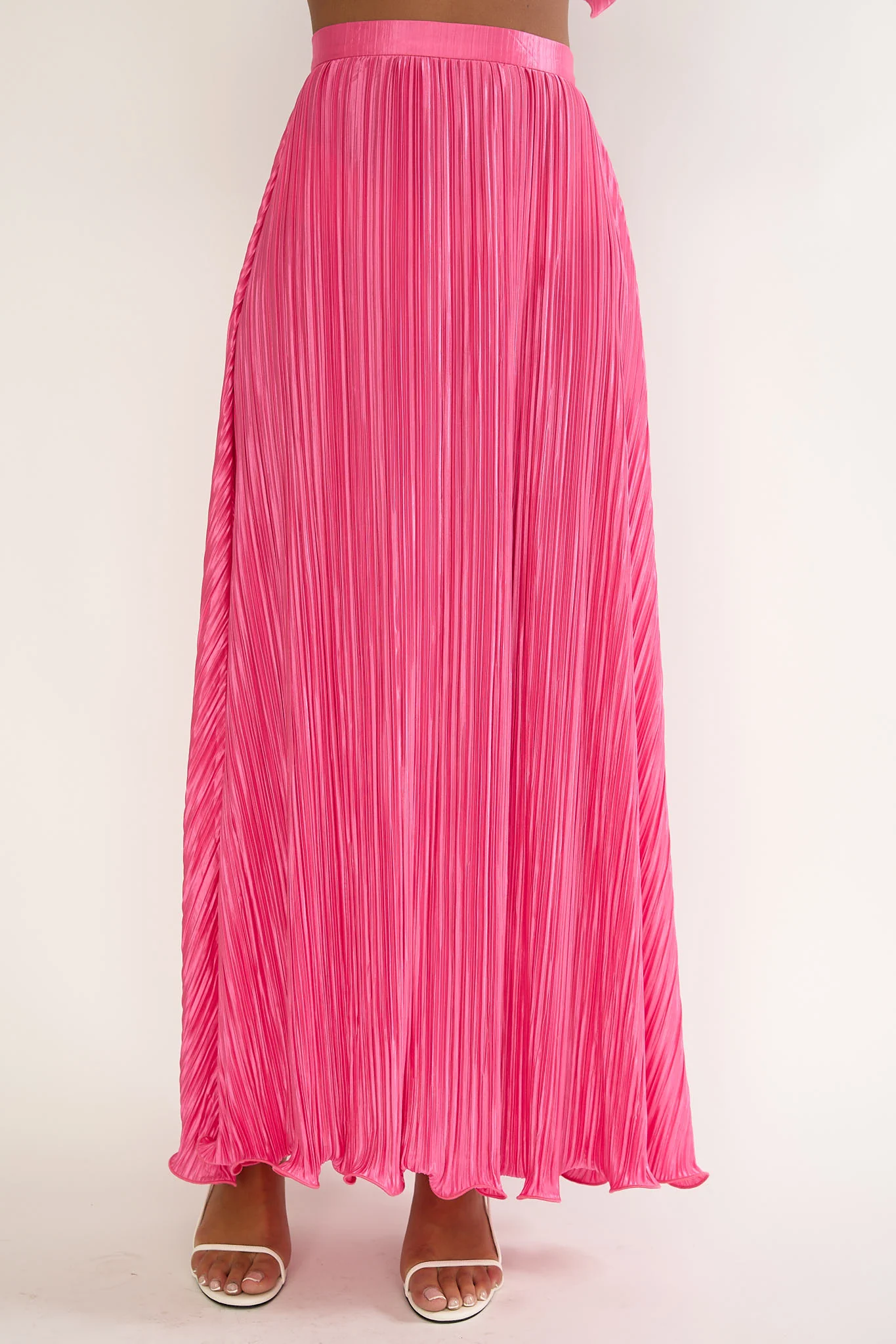 Amaria Lettuce Edge Maxi Skirt Hot Pink - Image 3
