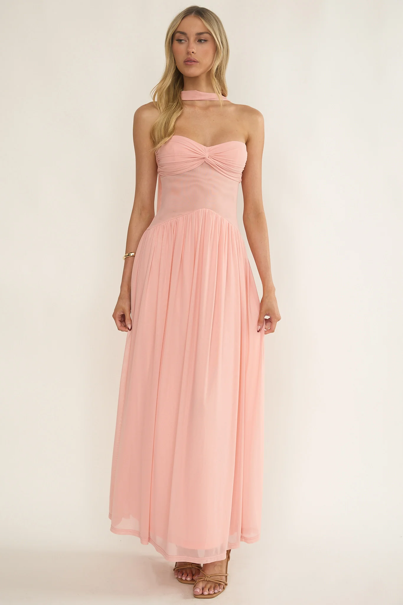 Annita Sheer Waist Maxi Dress Blush - Image 5