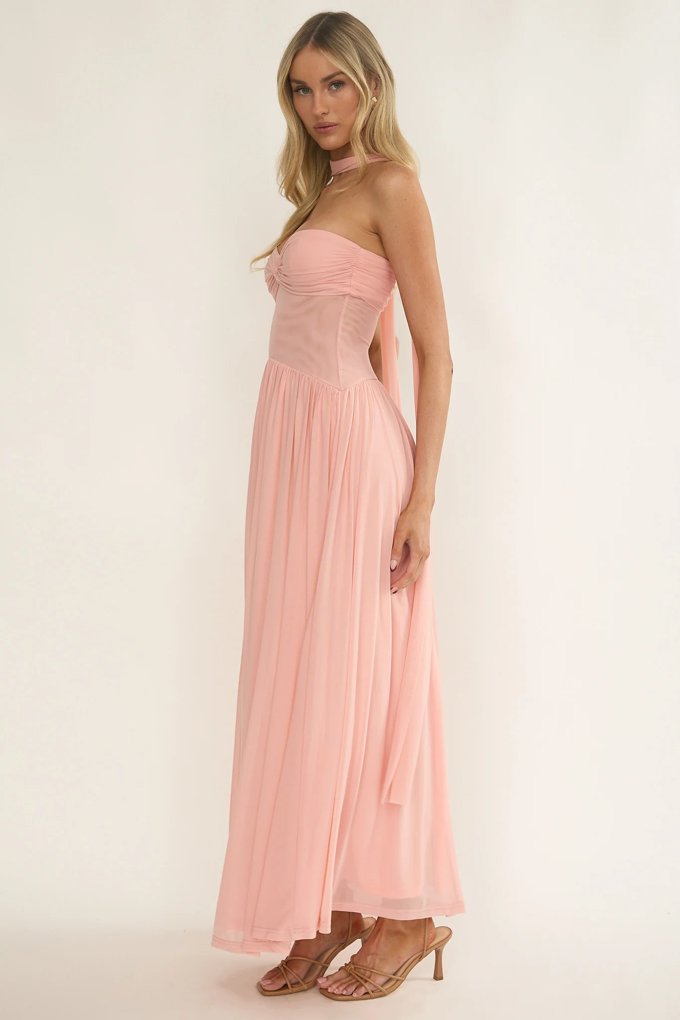 Annita Sheer Waist Maxi Dress Blush - Image 6