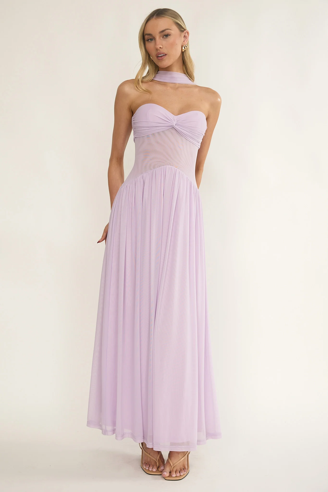 Annita Sheer Waist Maxi Dress Lilac - Image 2
