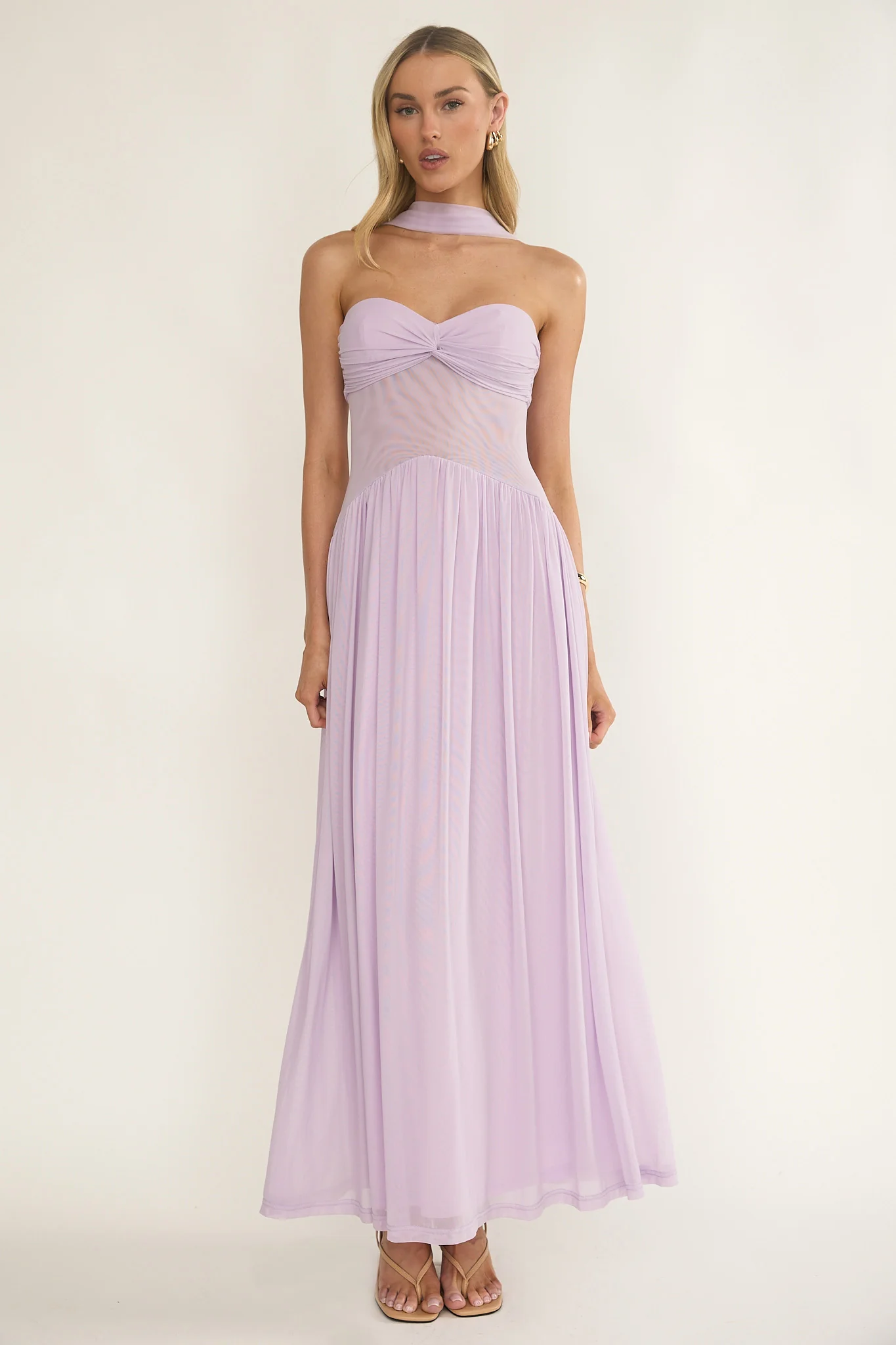Annita Sheer Waist Maxi Dress Lilac - Image 5