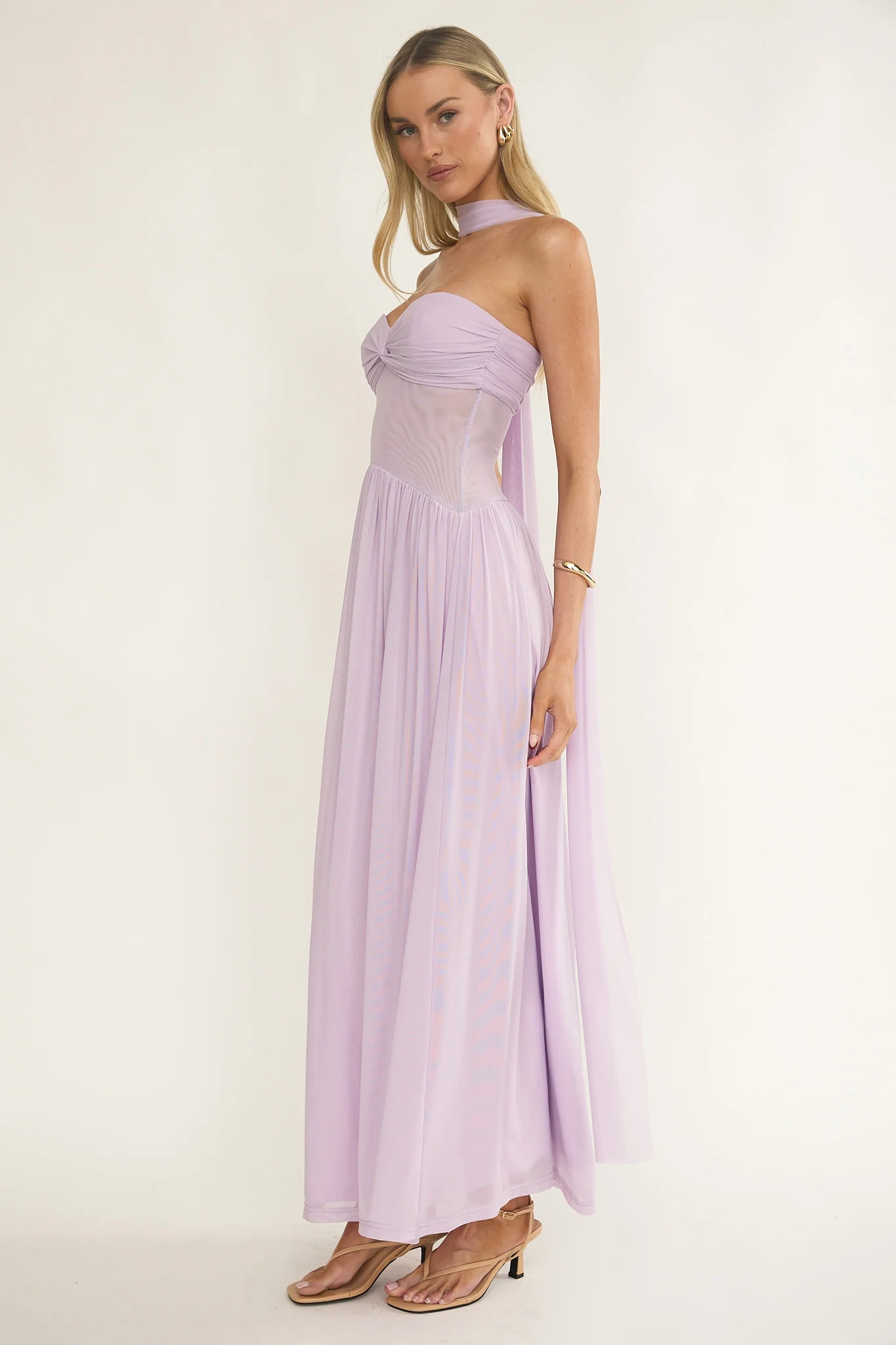 Annita Sheer Waist Maxi Dress Lilac - Image 6