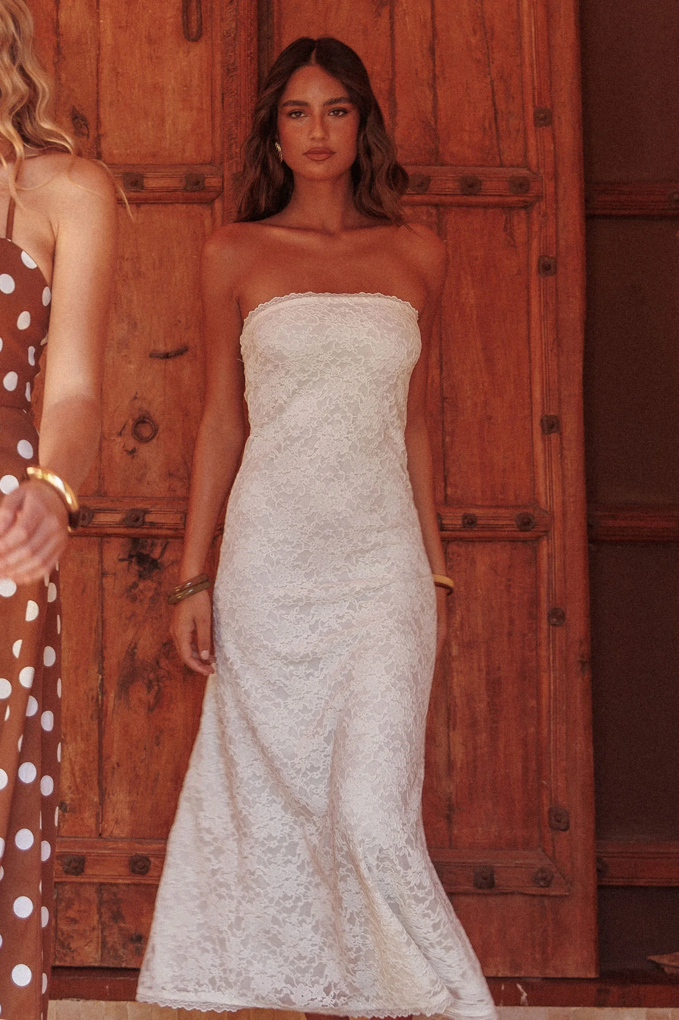 Artice Strapless Maxi Dress Lace Cream - Image 2
