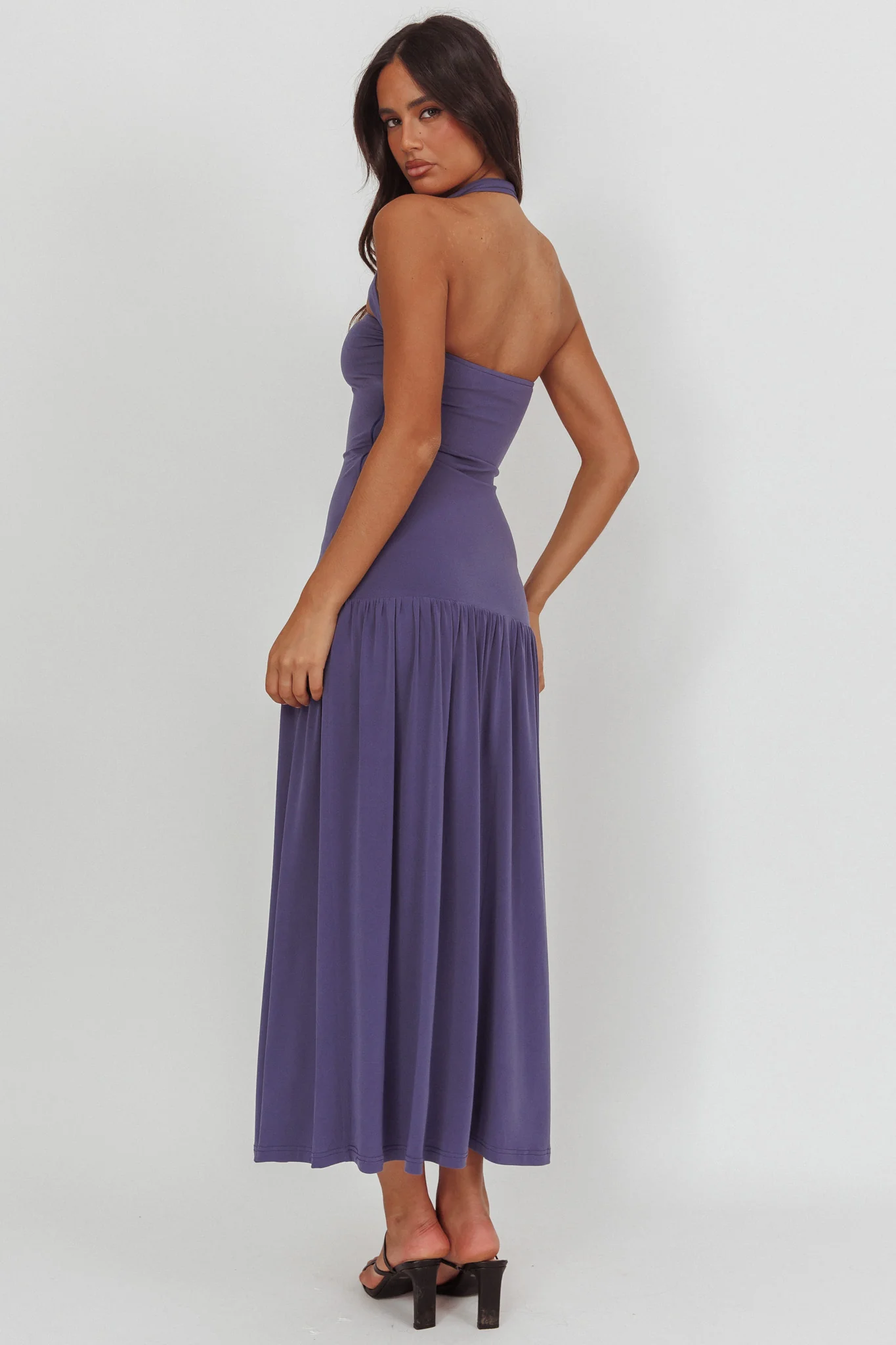 Ashana Drop Waist Halter Maxi Dress Taupe - Image 2