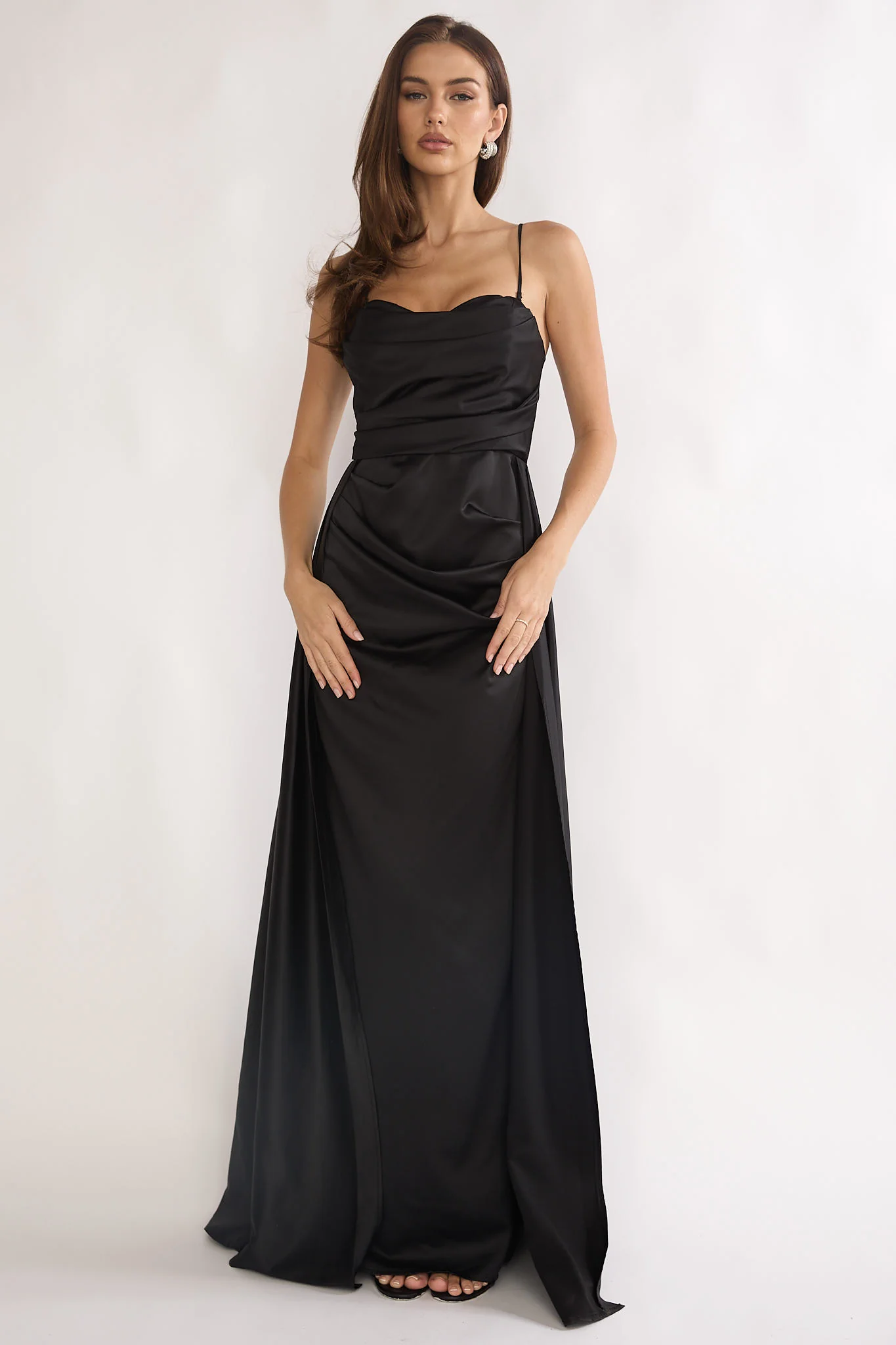 Asterelle Pleated Gathering Maxi Dress Black - Image 4