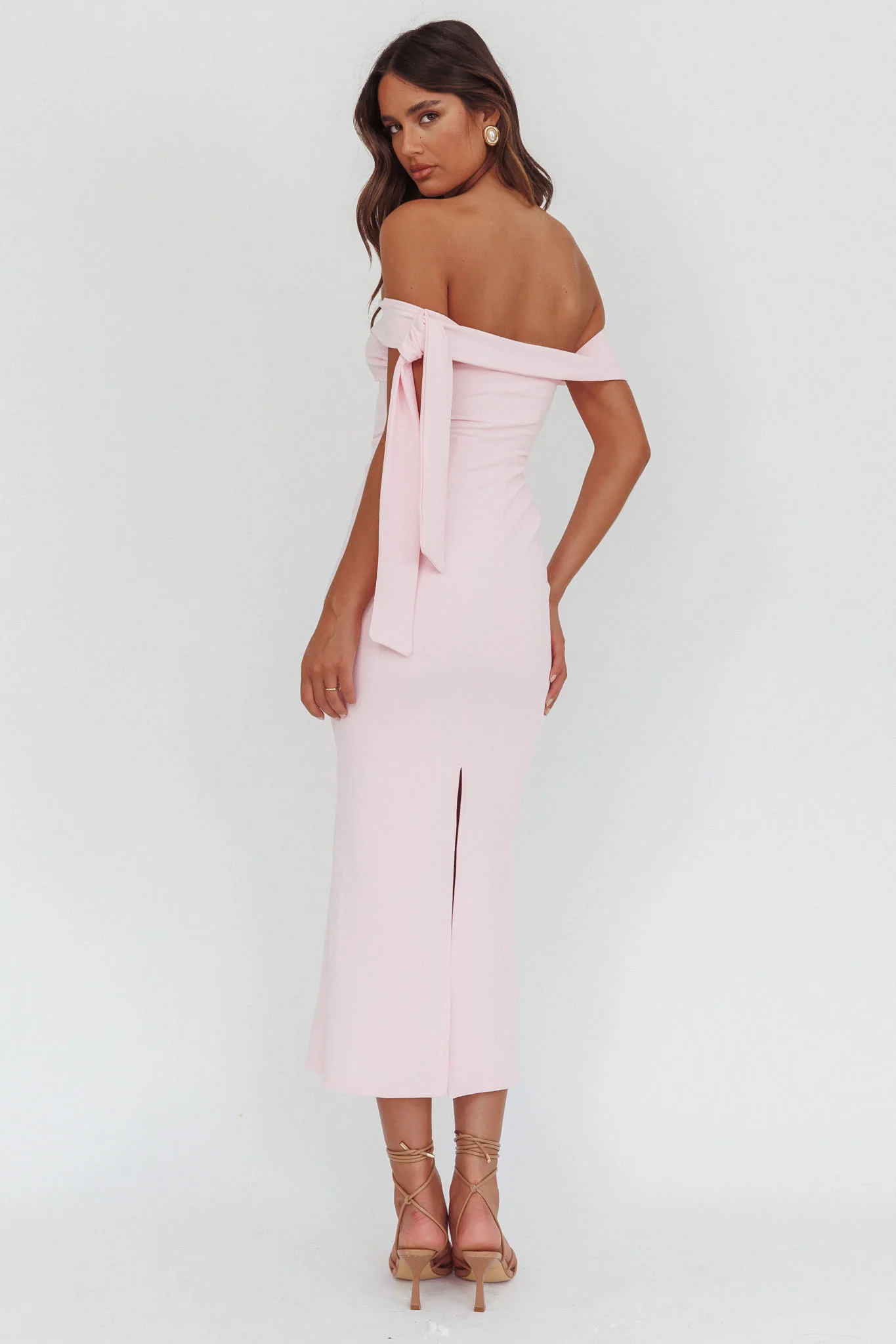 Aurora Sky Off-Shoulder Tie Maxi Dress Pink - Image 2