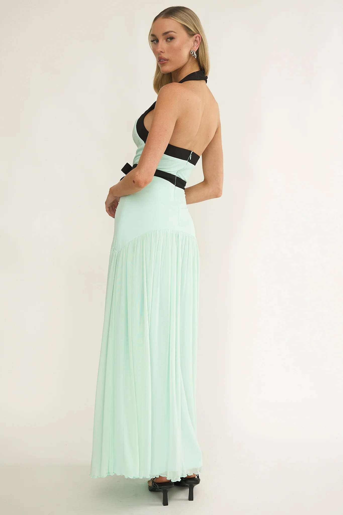 Aven Halter Bow Maxi Dress Mint - Image 2