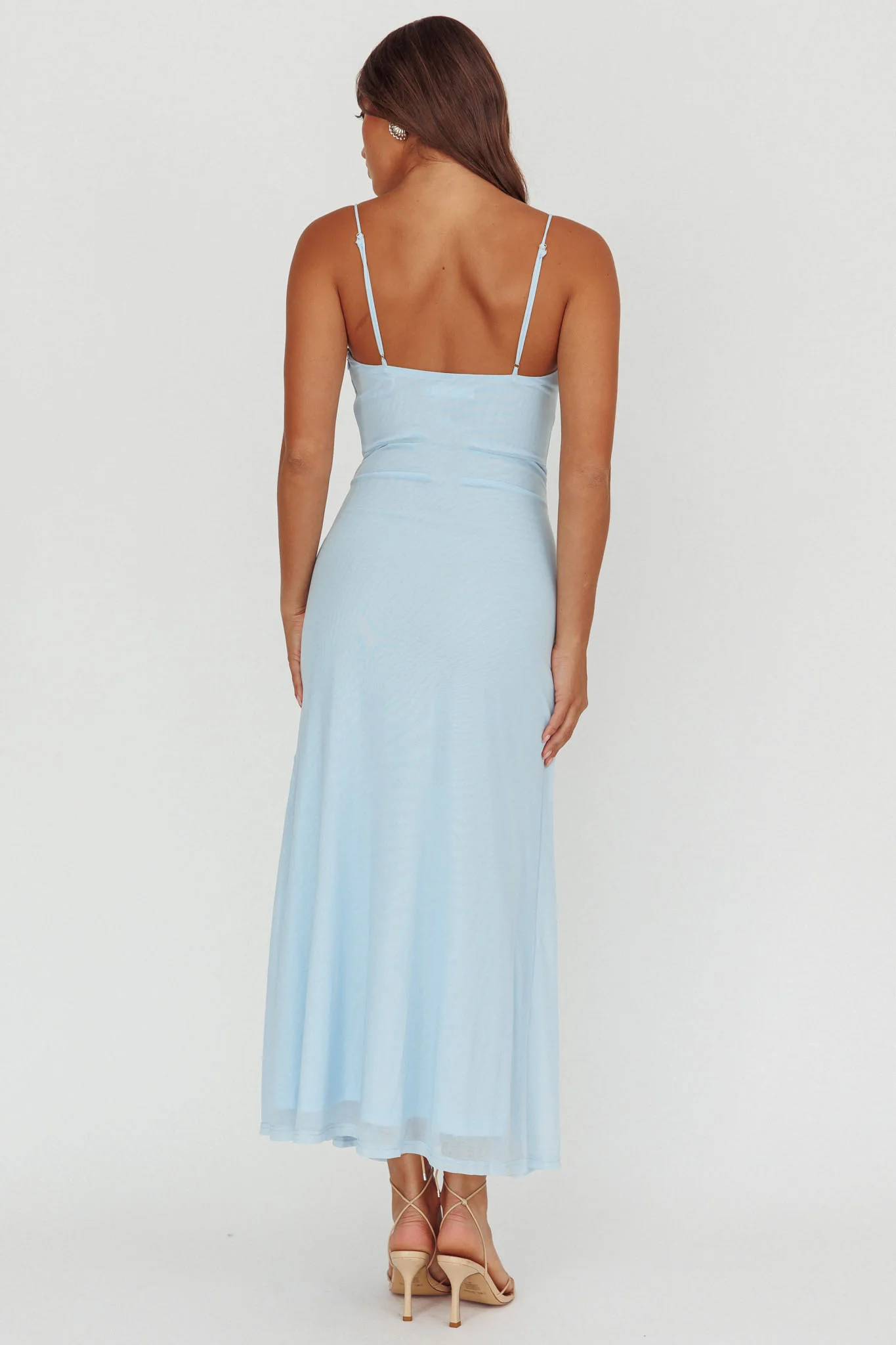 Azure Sun Drop Waist Split Maxi Dress Light Blue - Image 2