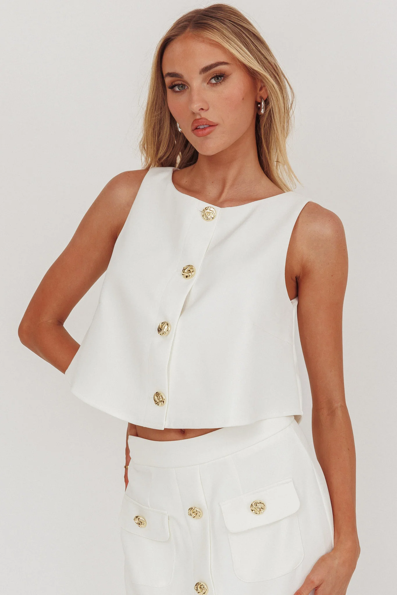 Bondi Sunset Front Button Top White - Image 5