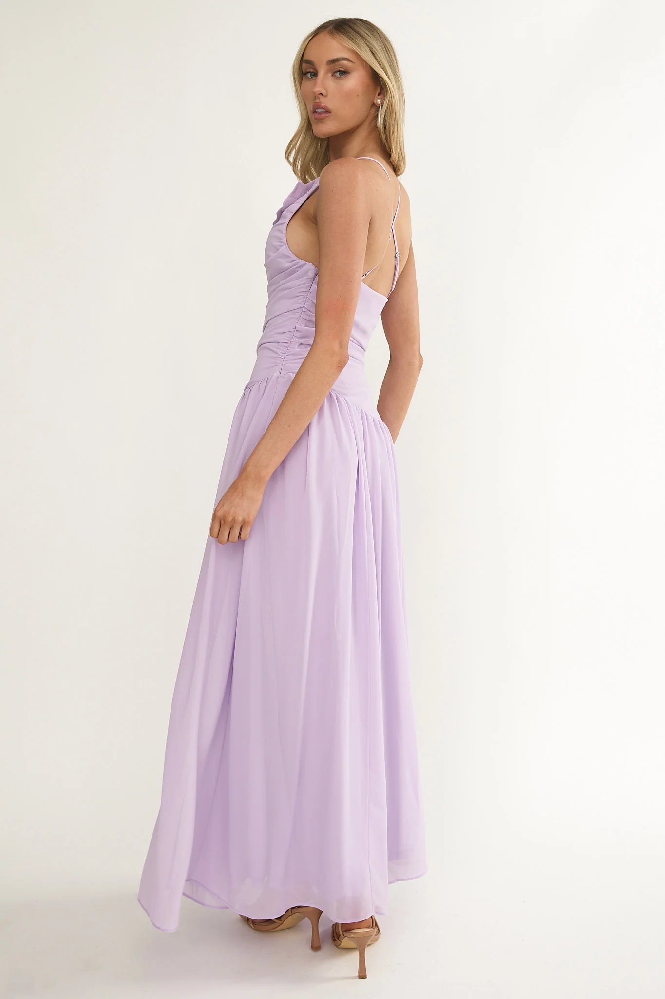 Brighten Drop Waist Flower Accent Maxi Dress Lilac - Image 2