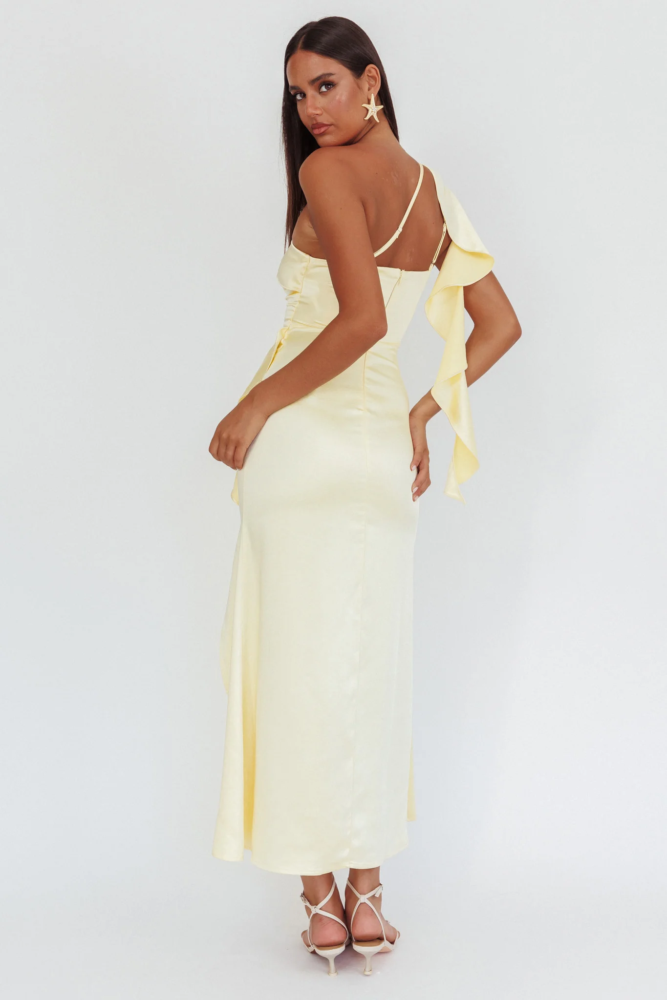 Carmel One-Shoulder Split Maxi Dress Butter - Image 2