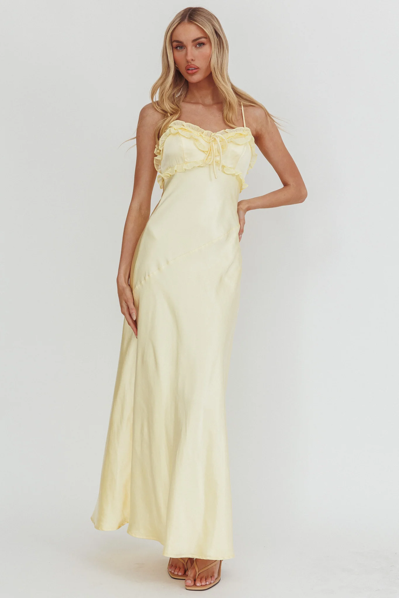 Caryn Frill Trim Maxi Dress Butter - Image 4