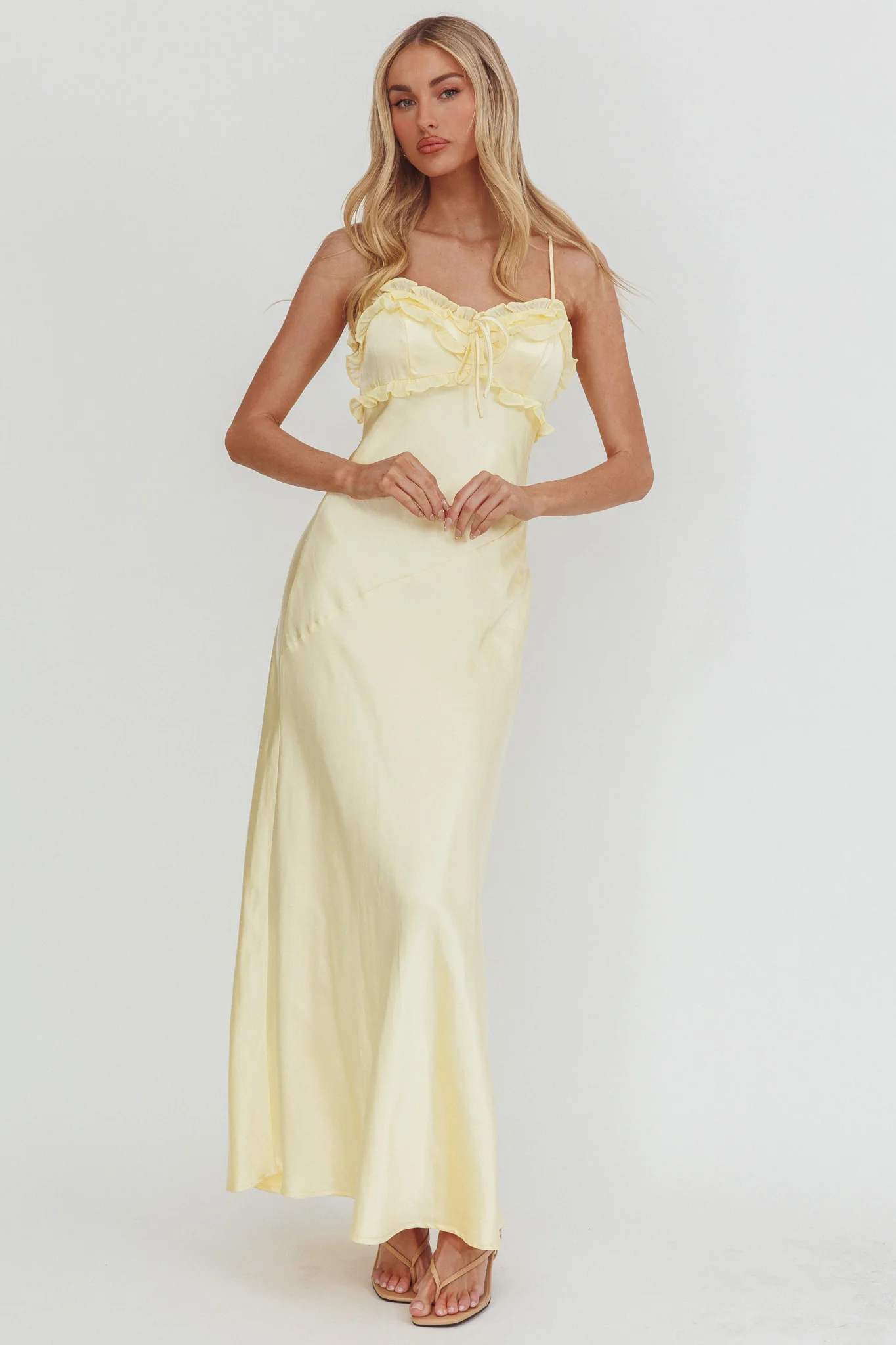 Caryn Frill Trim Maxi Dress Butter - Image 5