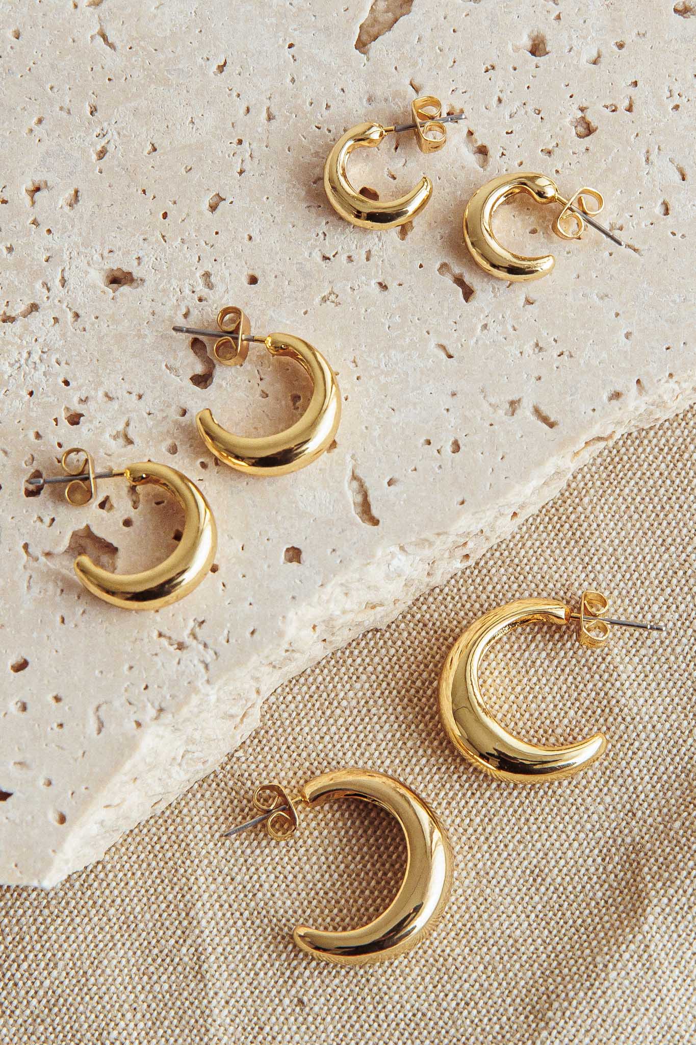 Cece Half-Hoop Earrings Set Gold Plated - Image 2