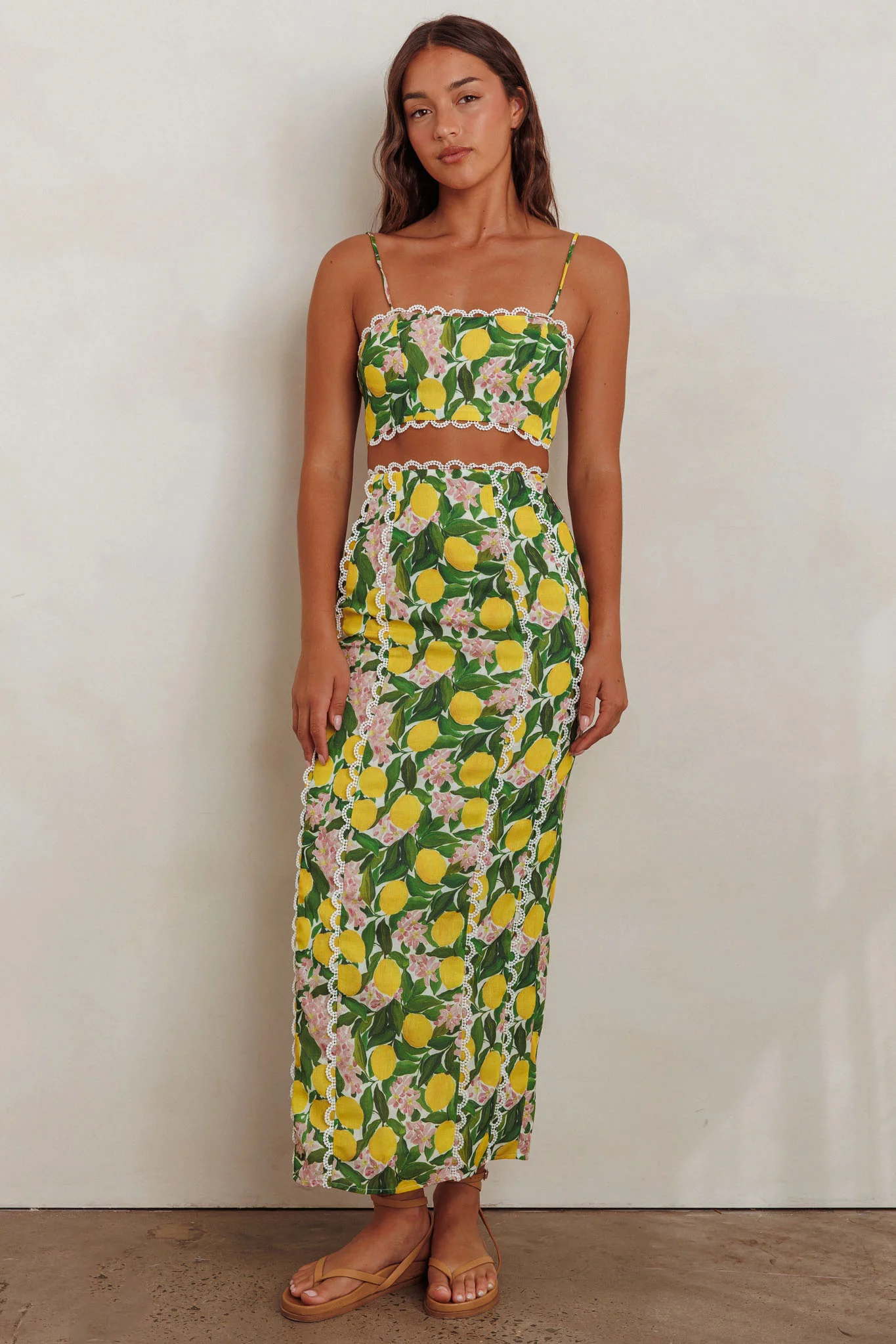 Chamberlain Scallop Trim Crop Top Citrus Lemon - Image 5