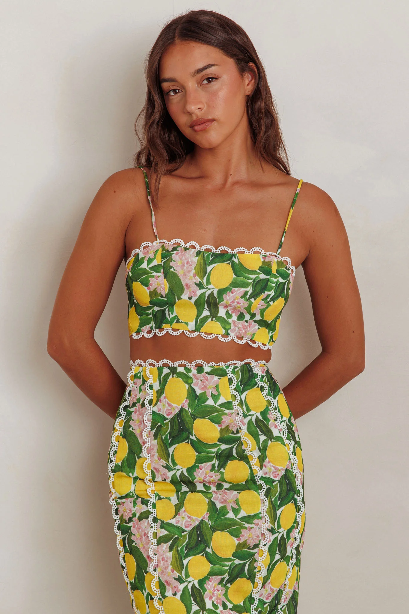Chamberlain Scallop Trim Crop Top Citrus Lemon - Image 6