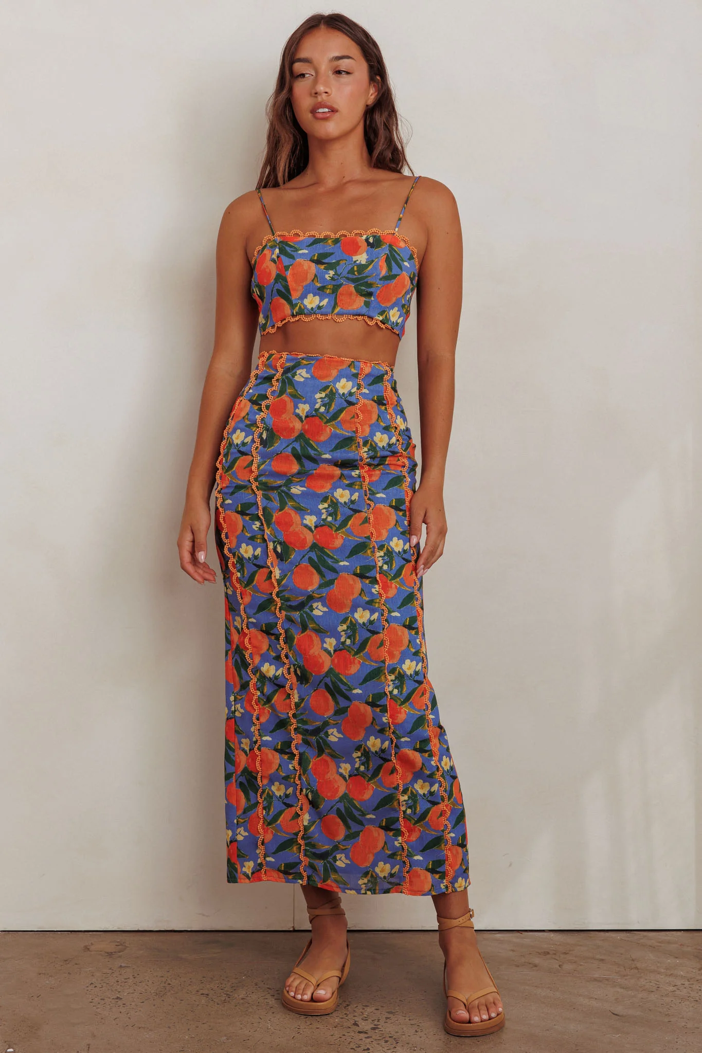 Chamberlain Scallop Trim Maxi Skirt Citrus Orange - Image 5