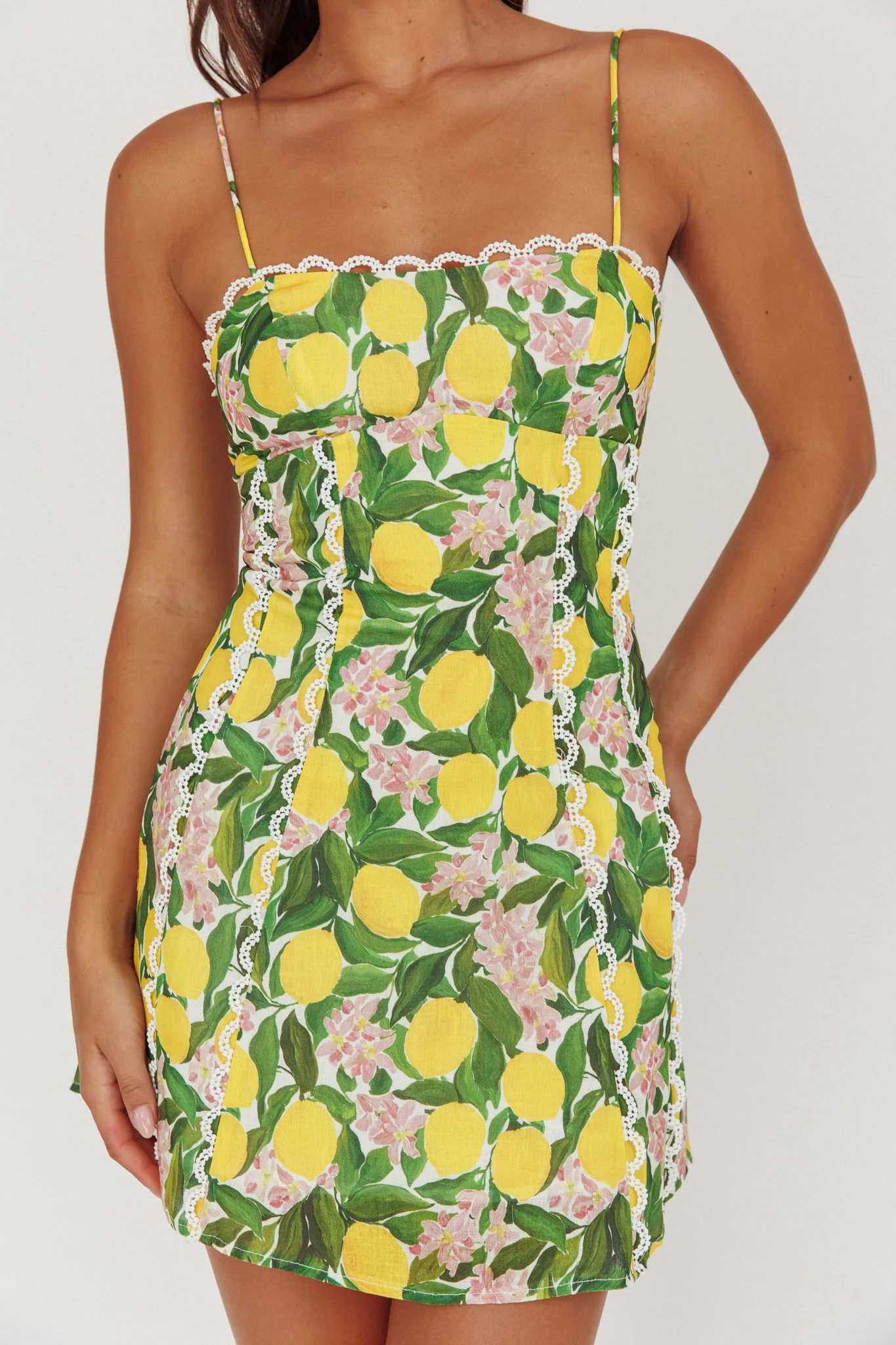 Chamberlain Scallop Trim Mini Dress Citrus Lemon - Image 3