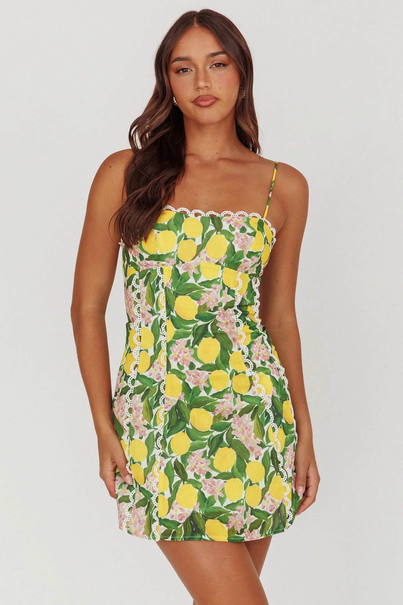 Chamberlain Scallop Trim Mini Dress Citrus Lemon - Image 5