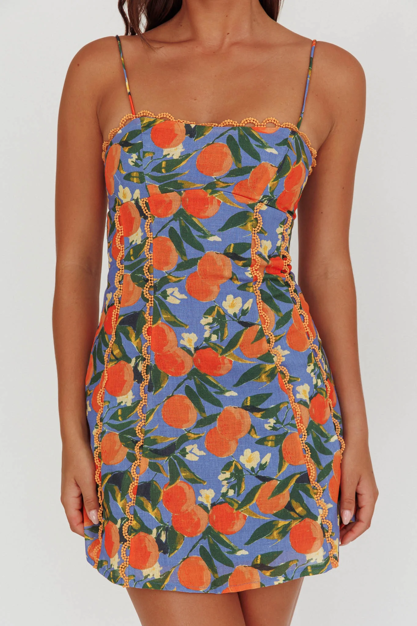 Chamberlain Scallop Trim Mini Dress Citrus Orange - Image 3