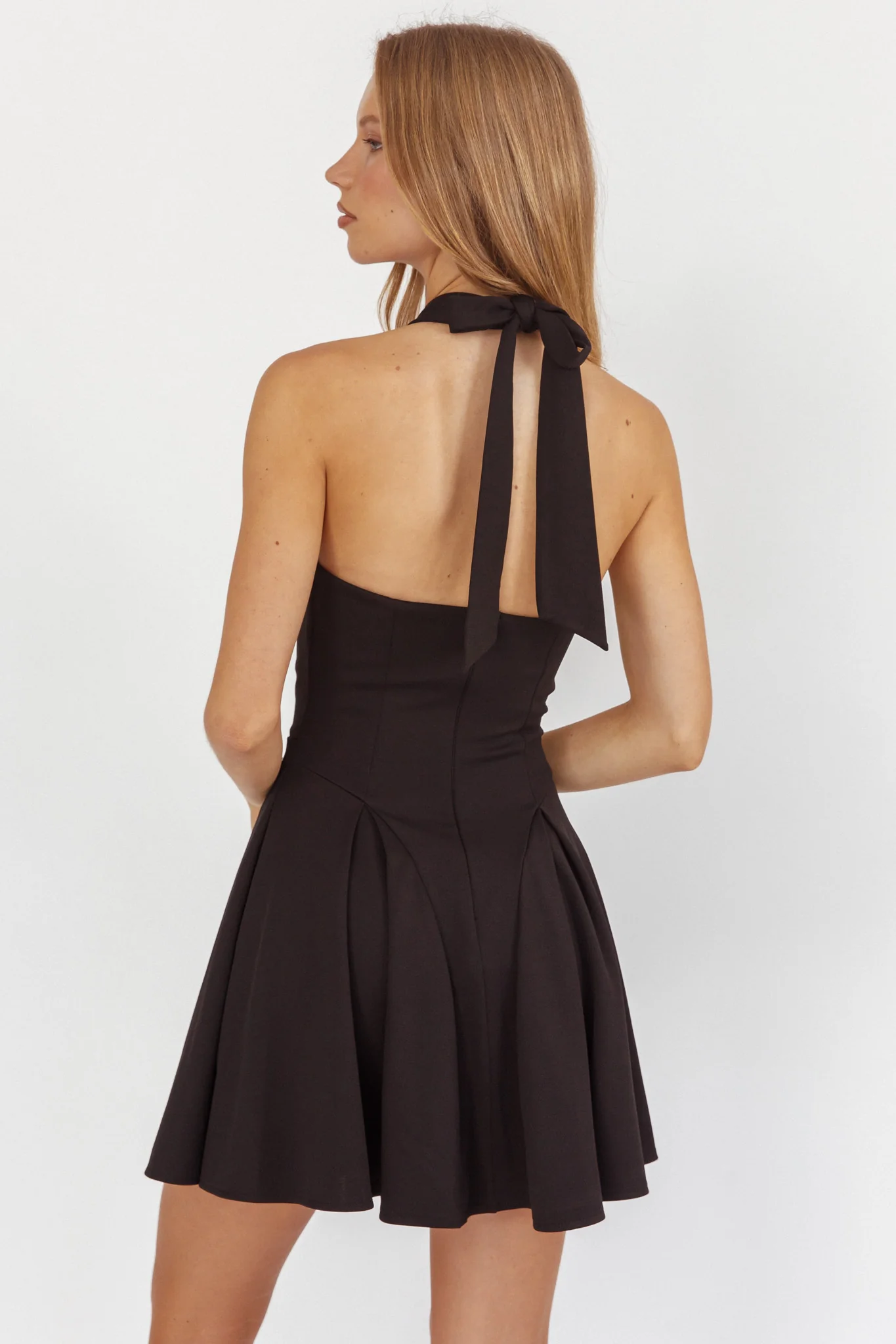Charlene Cowl Halterneck Mini Dress Black - Image 2