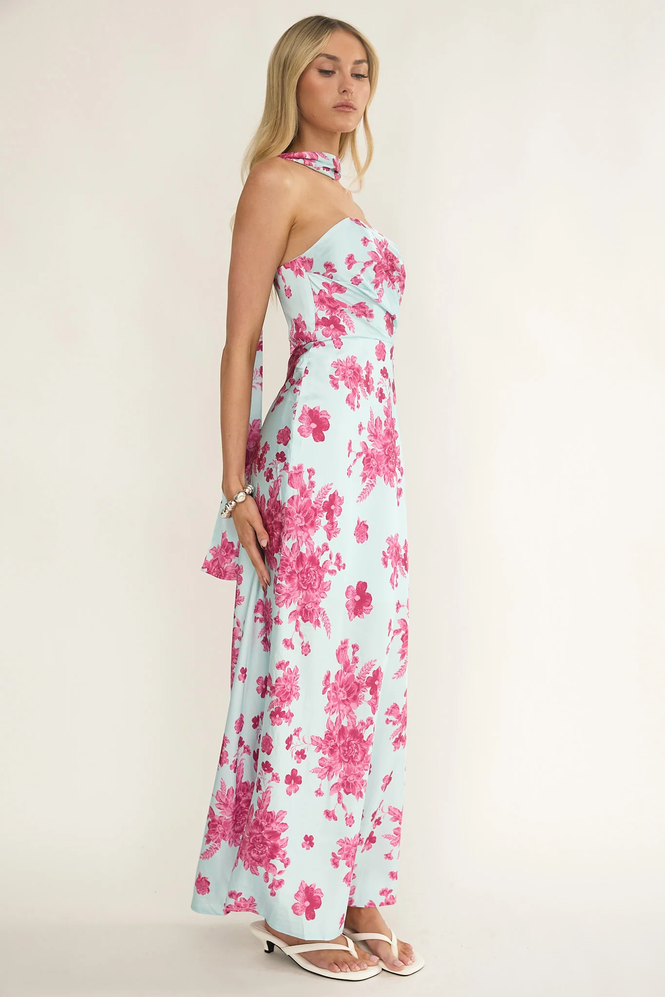 City Of Stars Strapless Scarf Maxi Dress Floral Ice Blue - Image 6