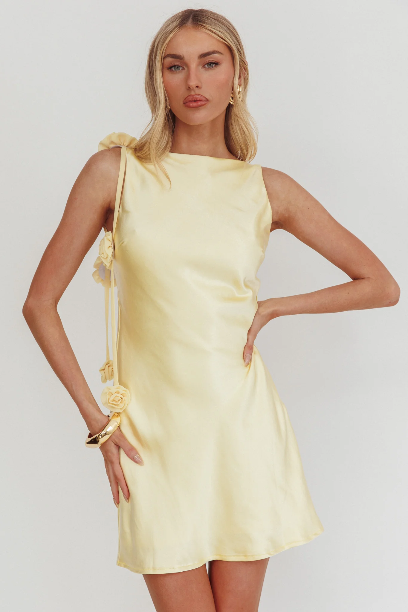 Collecting Memories Backless Rosette String Mini Dress Butter - Image 5