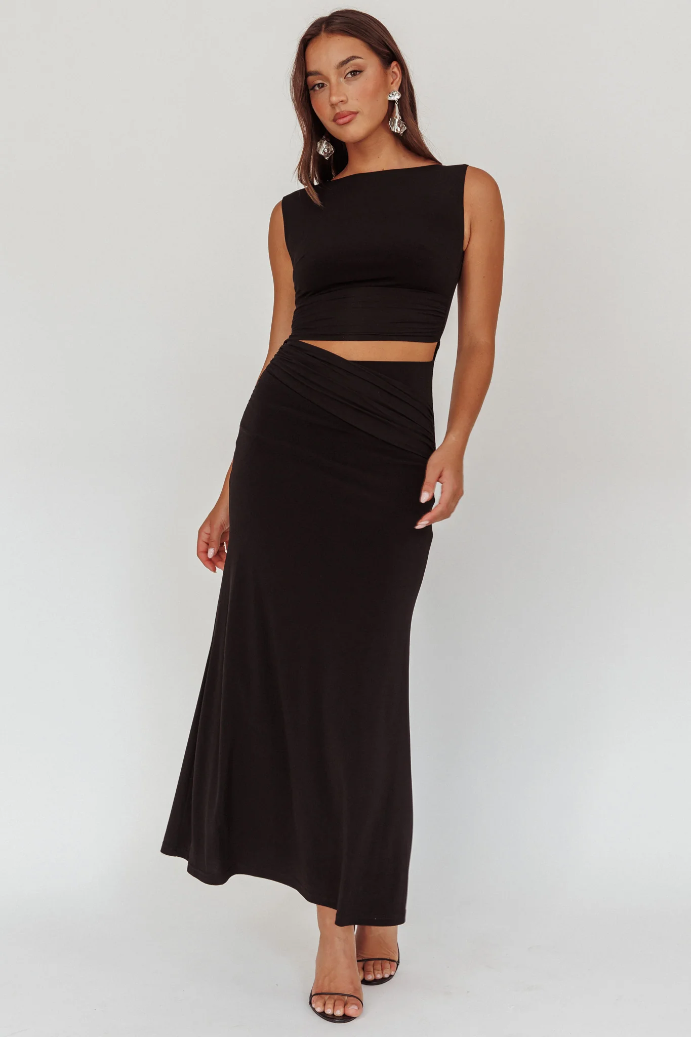 Costa Cut-Out Waist Maxi Dress Black - Image 4