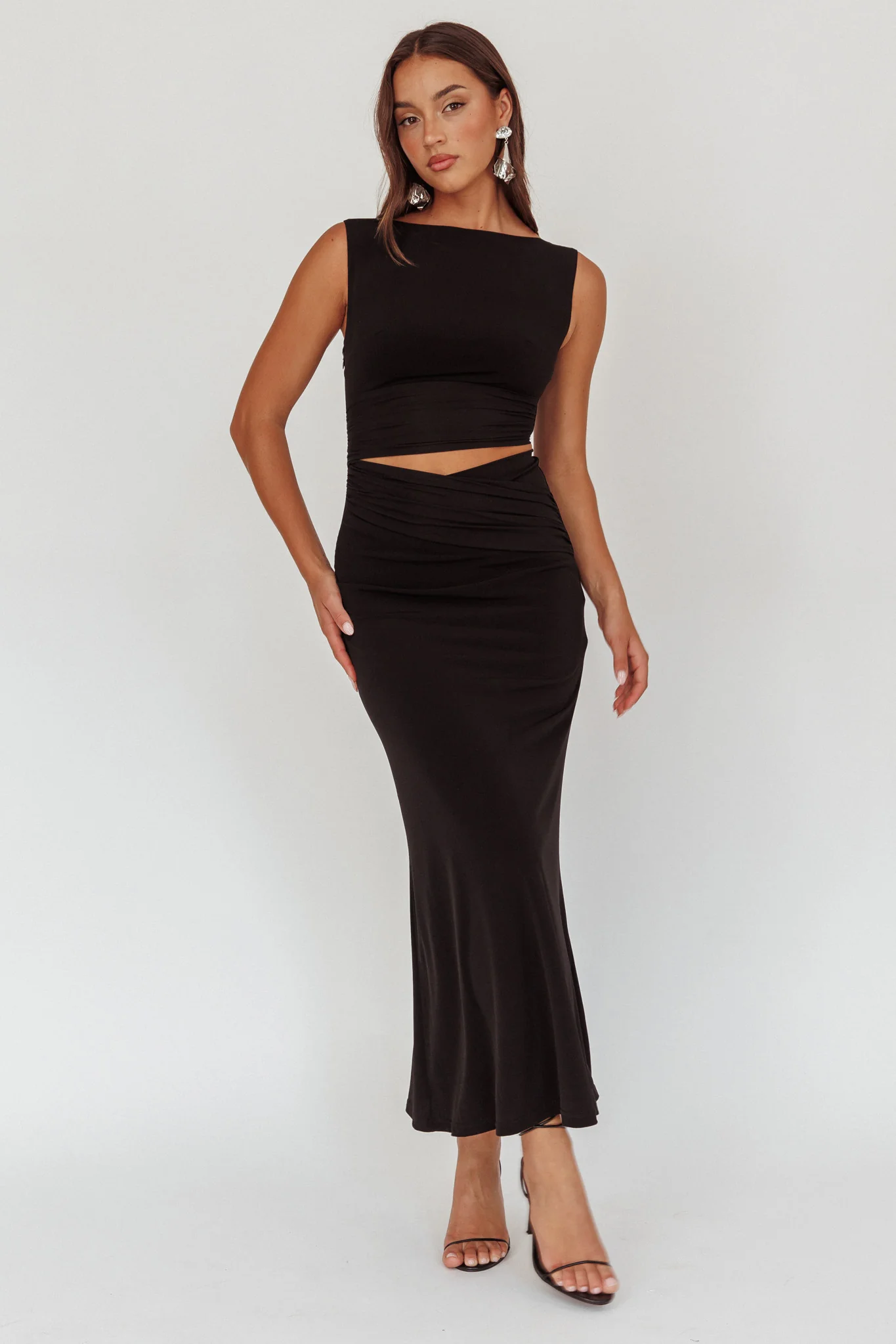 Costa Cut-Out Waist Maxi Dress Black - Image 5