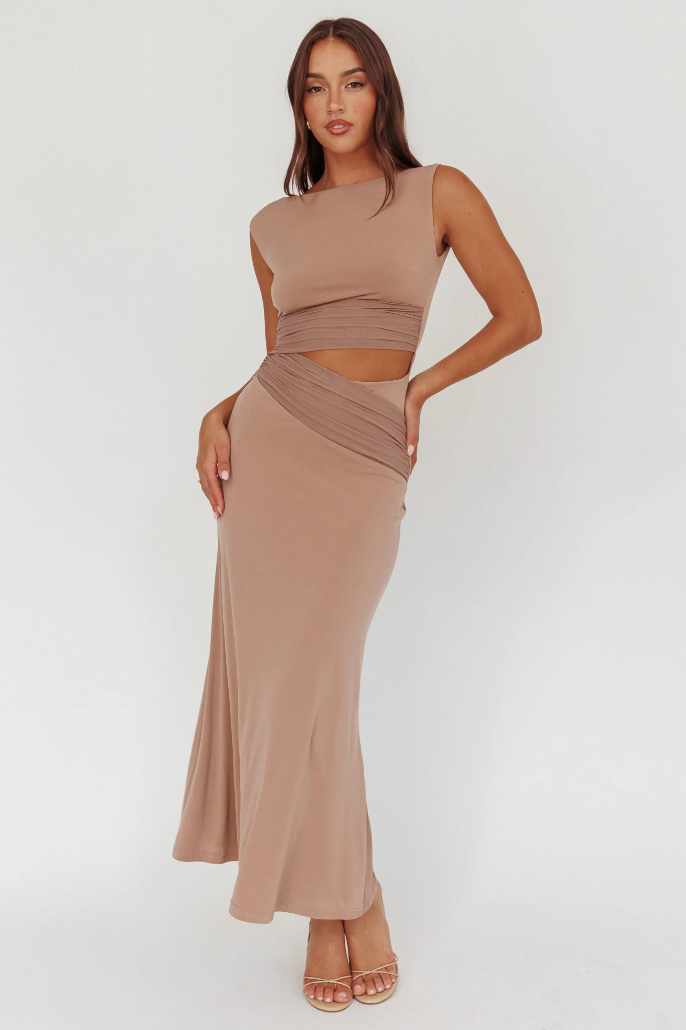 Costa Cut-Out Waist Maxi Dress Ecru - Image 4