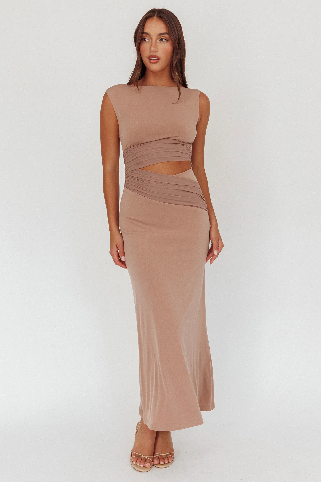 Costa Cut-Out Waist Maxi Dress Ecru - Image 5
