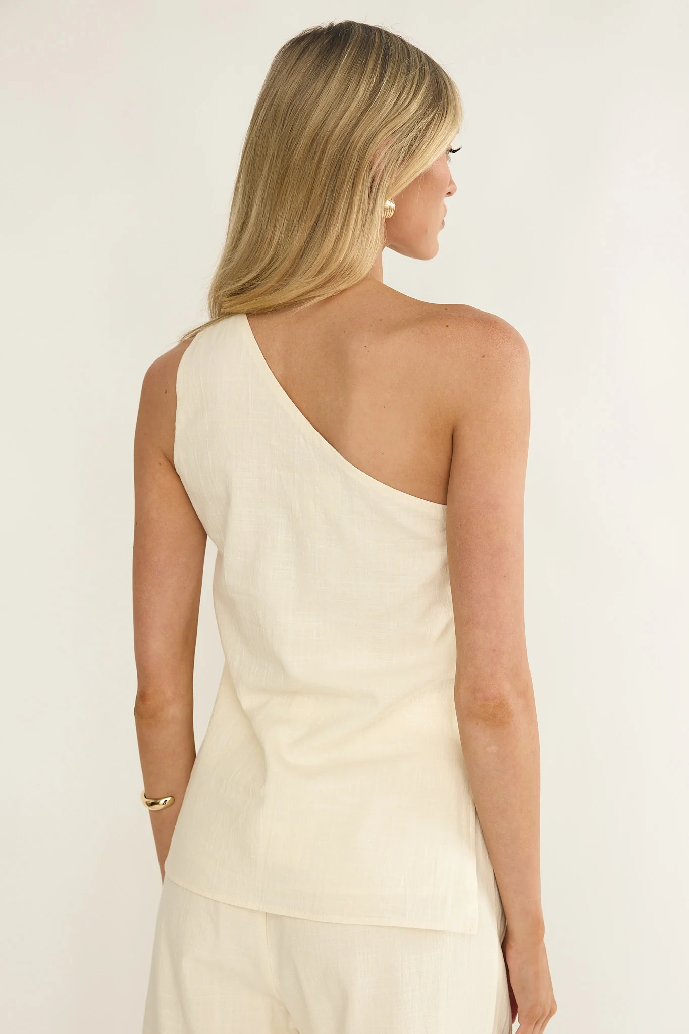 Dahlise One-Shoulder Side Tie Top Cream - Image 3
