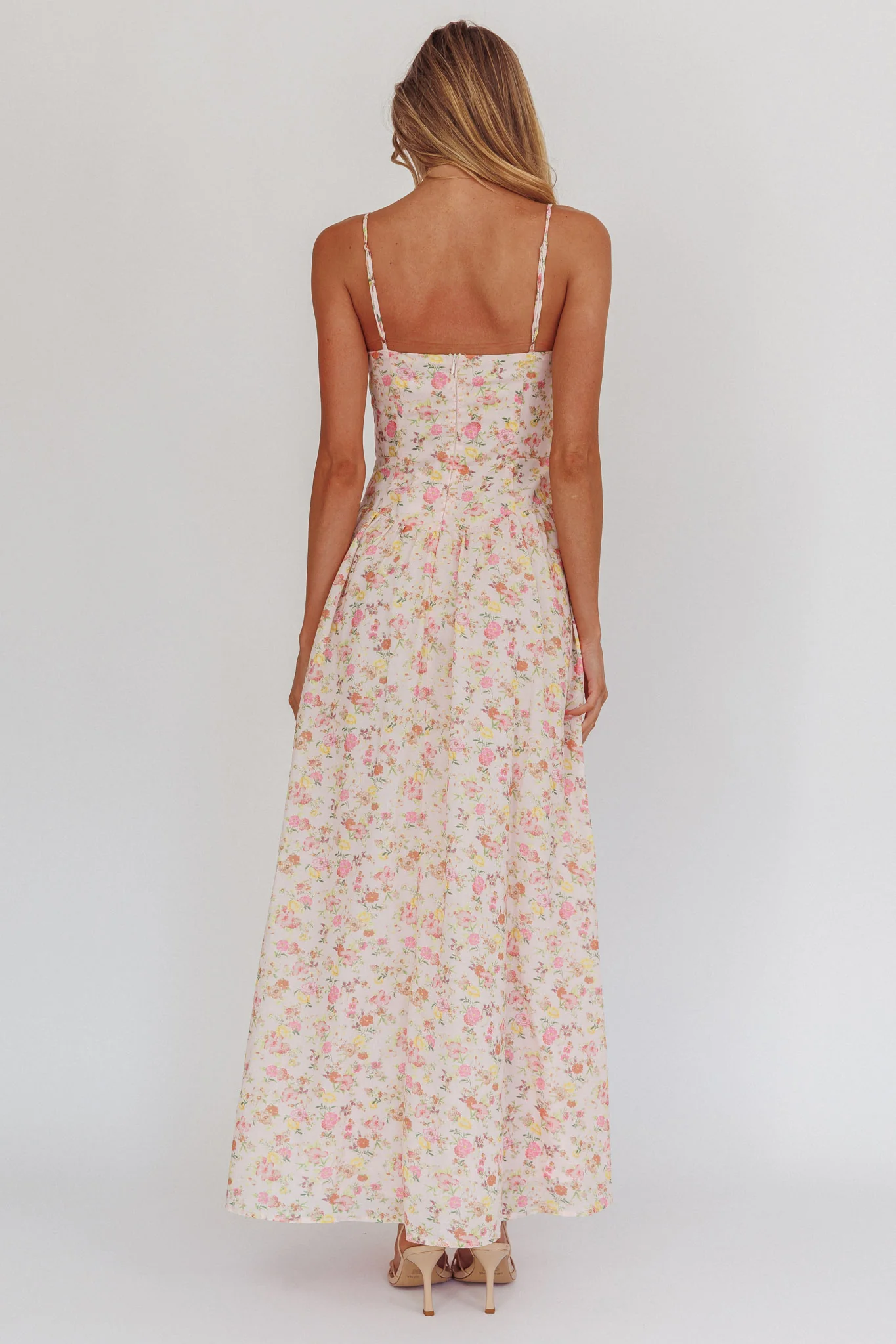 Daisy Day Basque Waist Maxi Dress Floral Pink - Image 2
