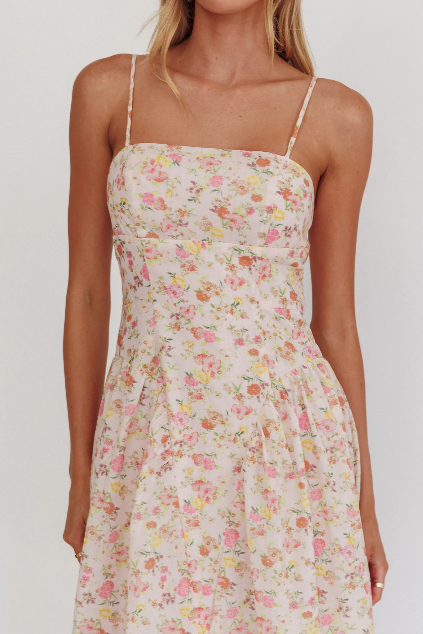 Daisy Day Basque Waist Maxi Dress Floral Pink - Image 3