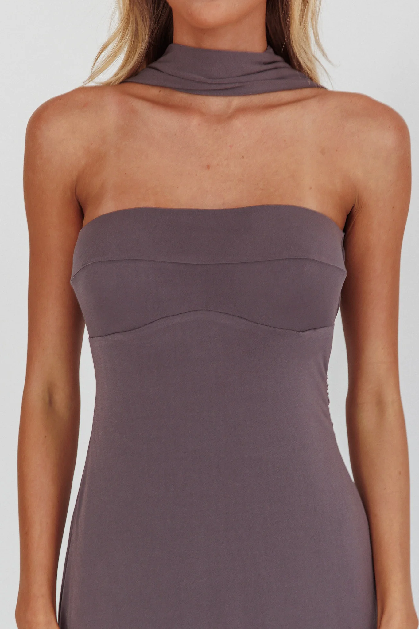 Damsel Reverse Halter Maxi Dress Charcoal - Image 4