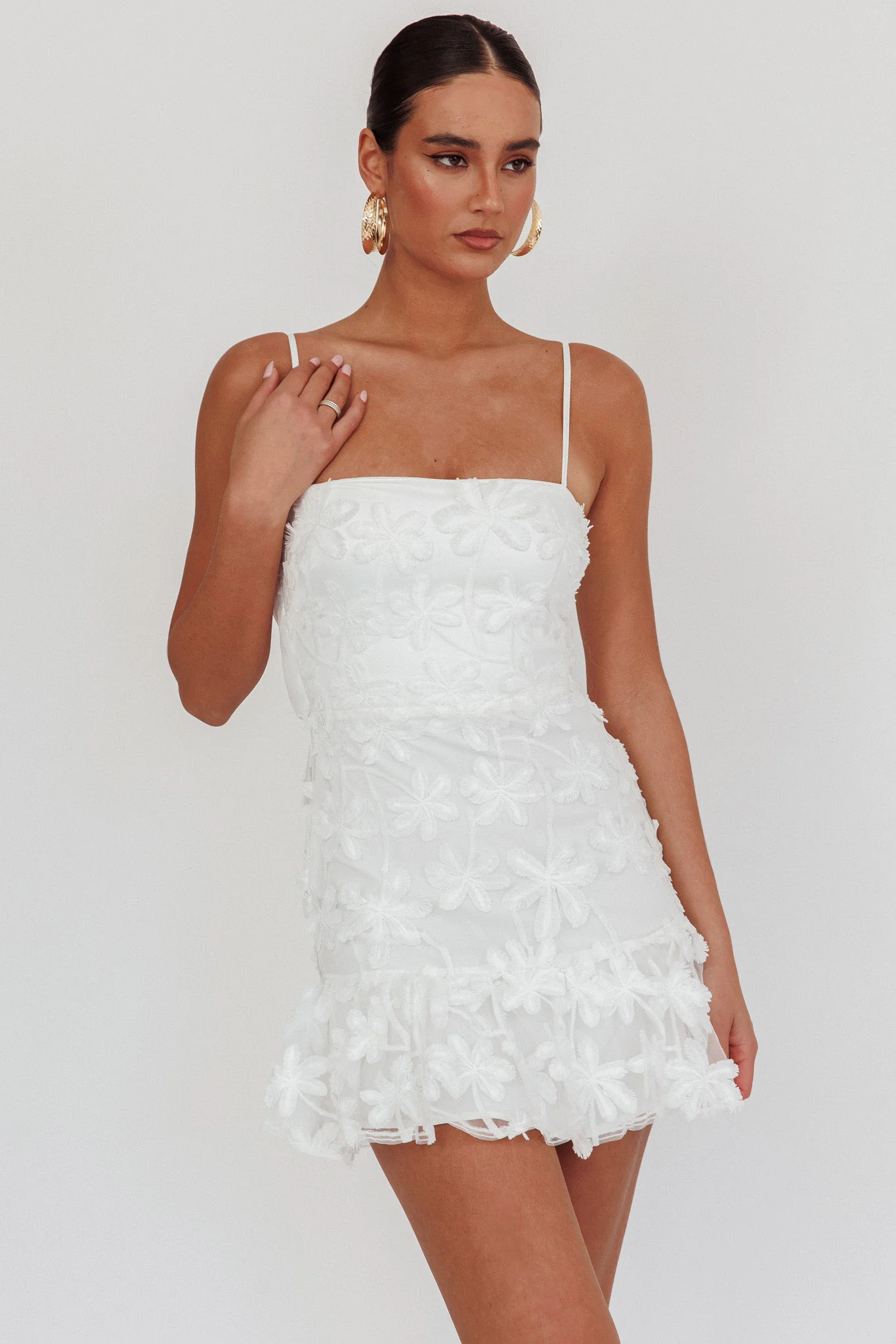 Dori Embellished Mini Dress Palm Tree White - Image 8