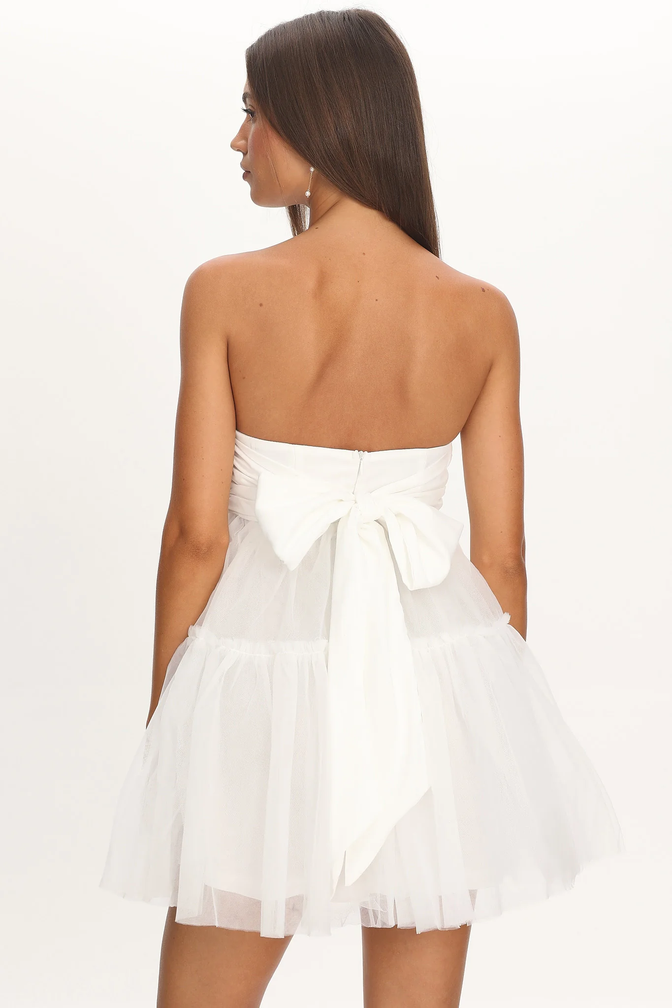 Dreamscape Strapless Tulle Mini Dress White - Image 3