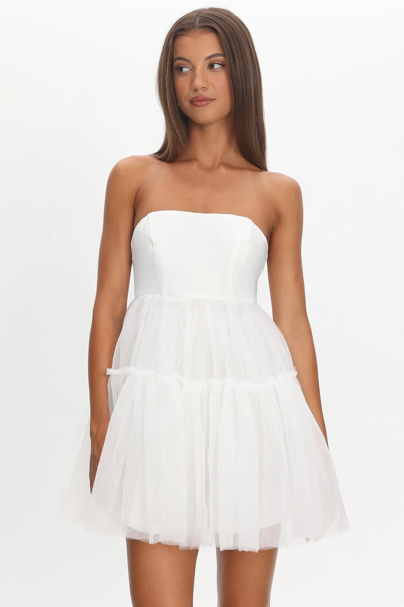 Dreamscape Strapless Tulle Mini Dress White - Image 5
