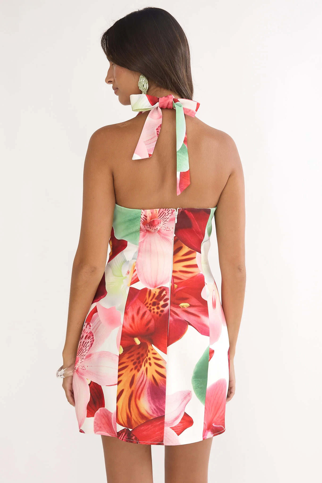 Elisabet Halter Neck Mini Dress Print Floral - Image 3