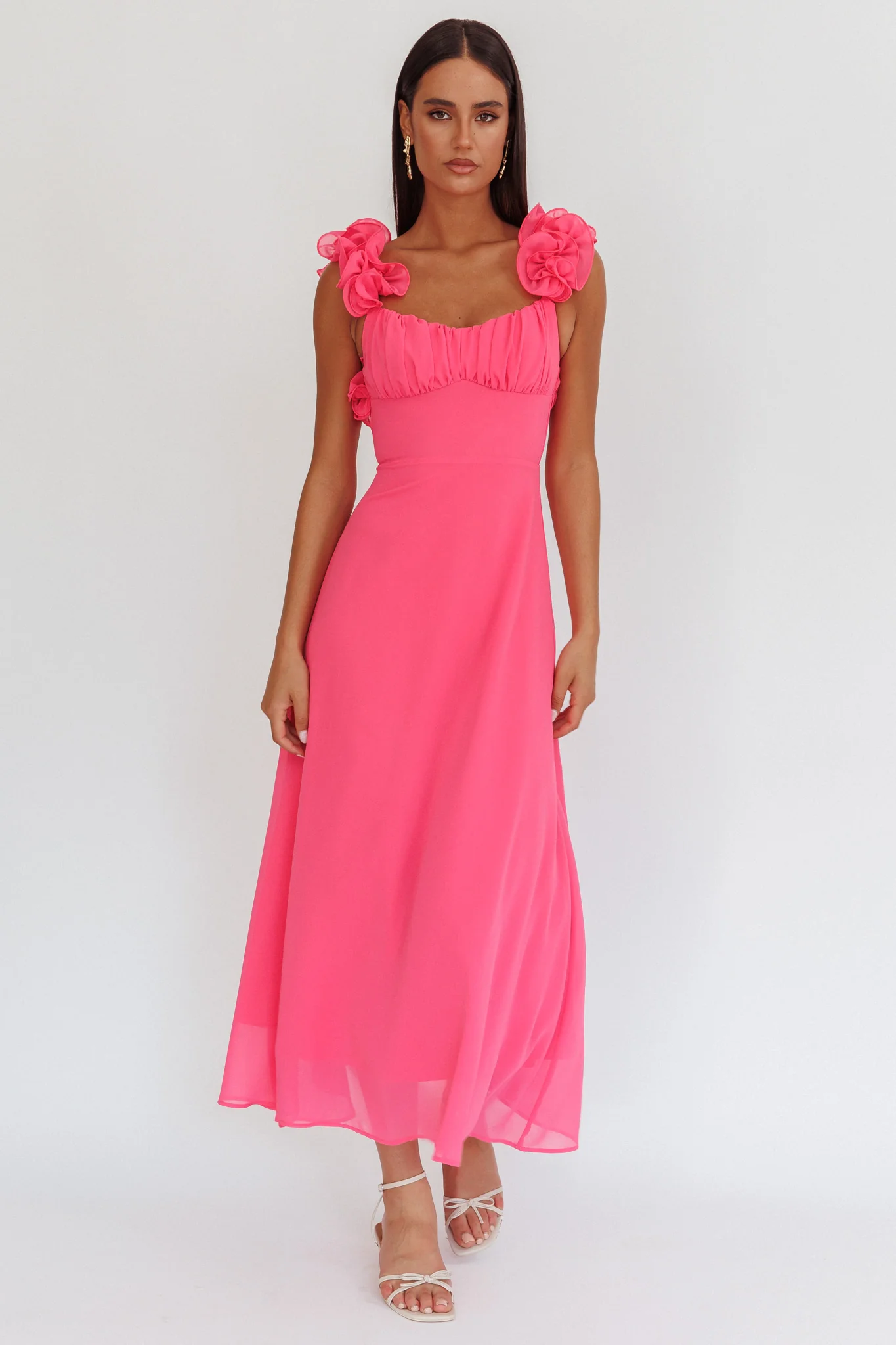 Eloquent Lace-Up Back Maxi Dress Hot Pink - Image 2