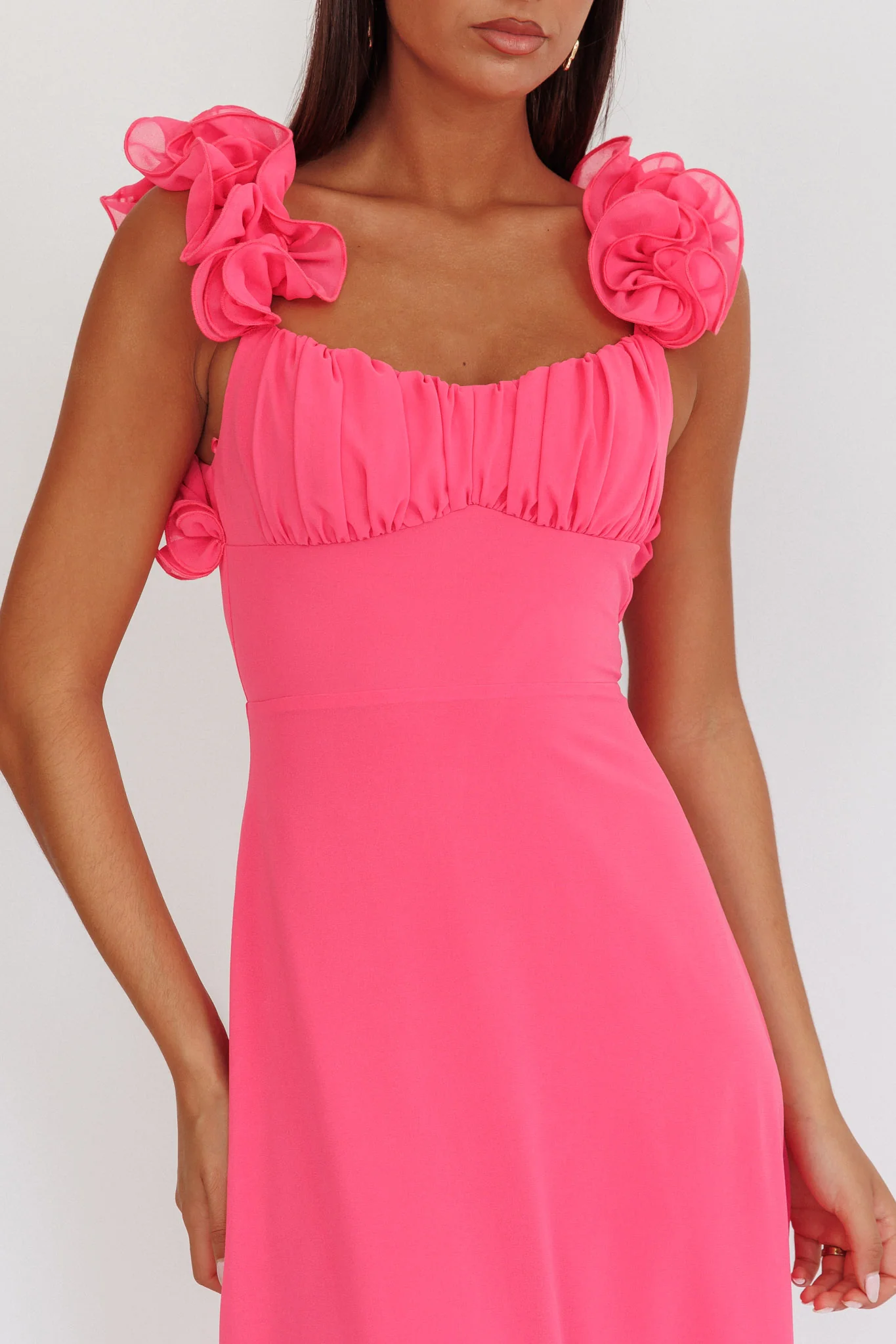 Eloquent Lace-Up Back Maxi Dress Hot Pink - Image 3
