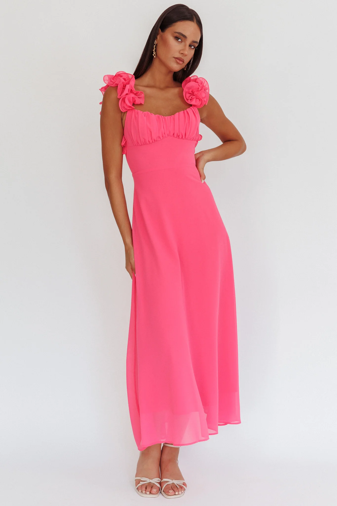 Eloquent Lace-Up Back Maxi Dress Hot Pink - Image 4