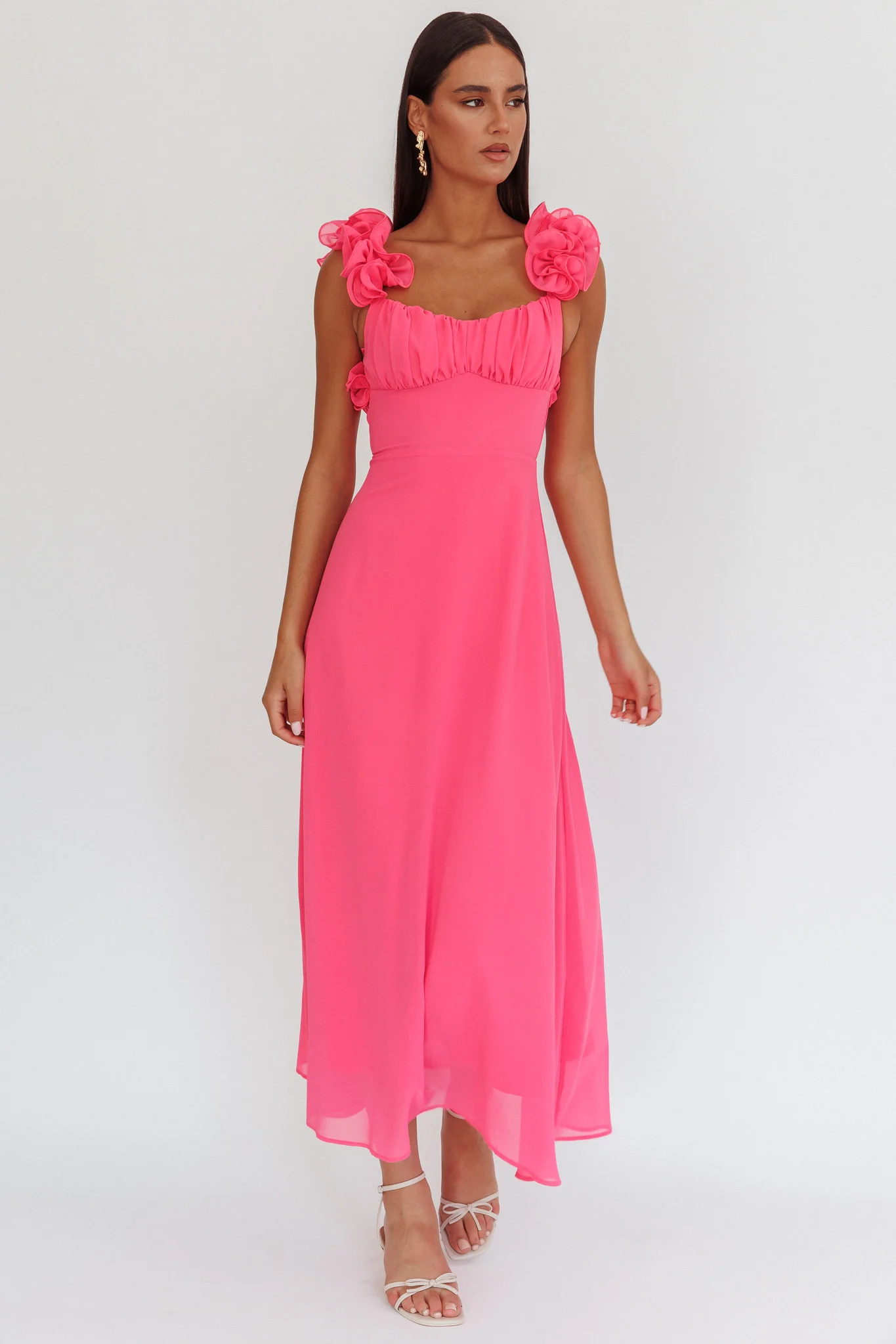 Eloquent Lace-Up Back Maxi Dress Hot Pink - Image 5