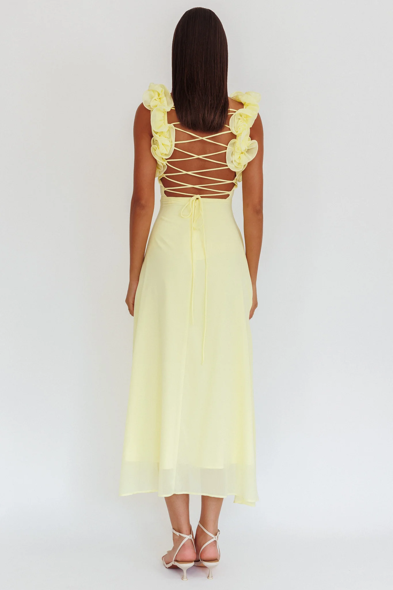 Eloquent Lace-Up Back Maxi Dress Yellow - Image 2