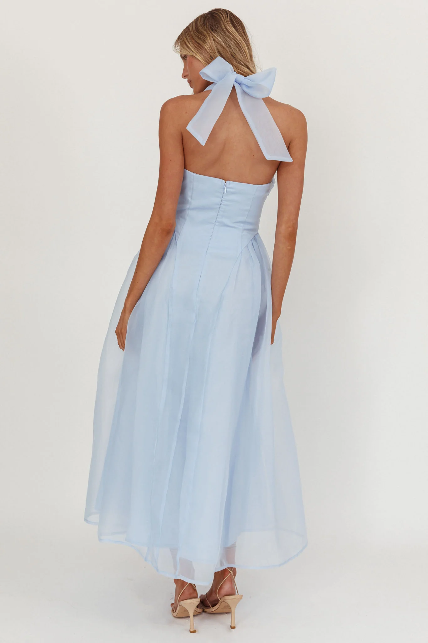 Elvera Rose Bust Halter Midi Dress Blue - Image 2
