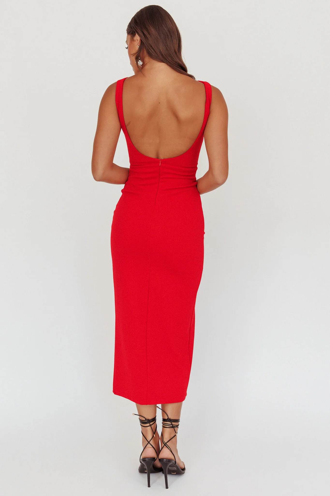 Emille Cut-Out Split Midi Dress Red - Image 2