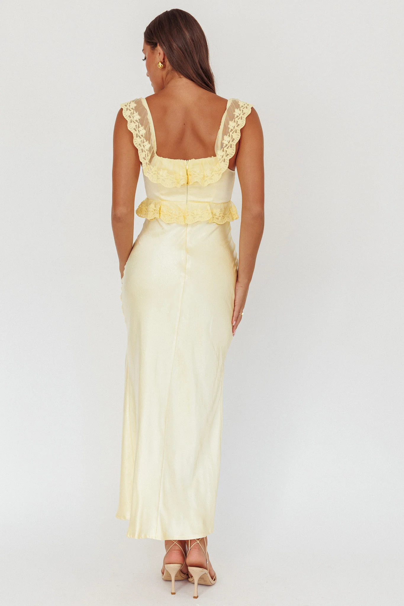 Escapade Lace Trim Maxi Dress Banana - Image 2