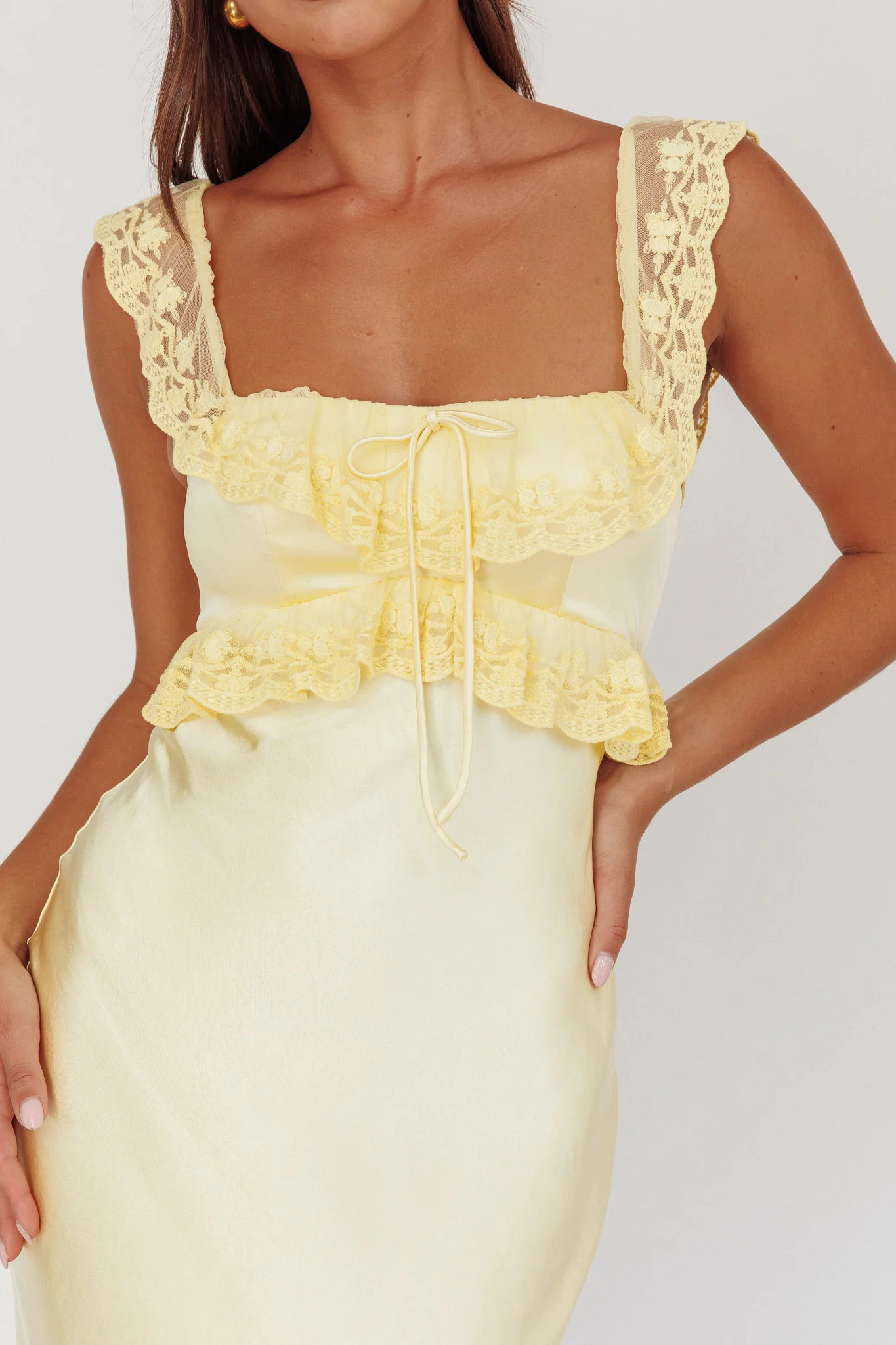 Escapade Lace Trim Maxi Dress Banana - Image 3