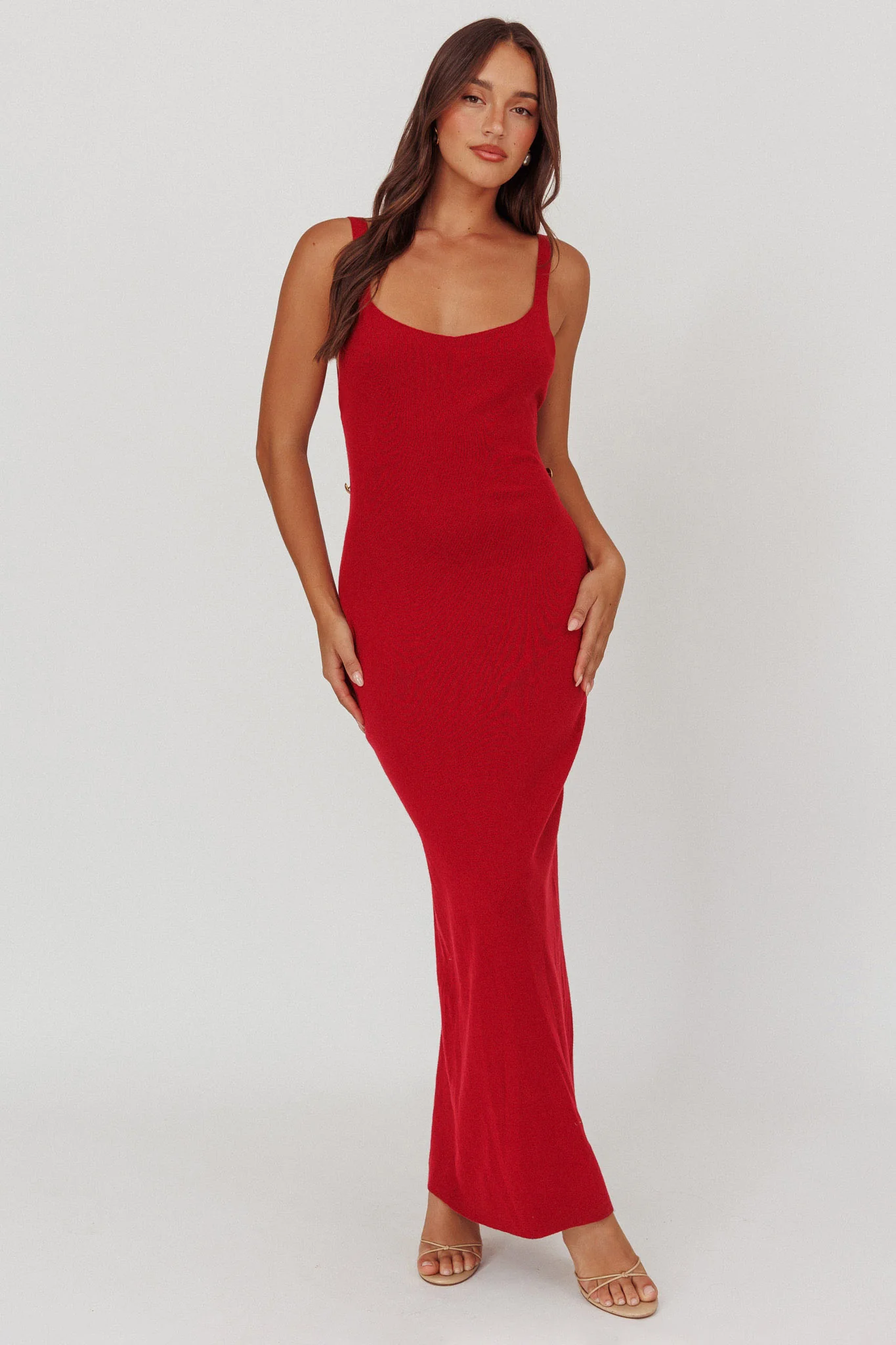 Fall Moon Cut-Out Back Maxi Dress Cherry